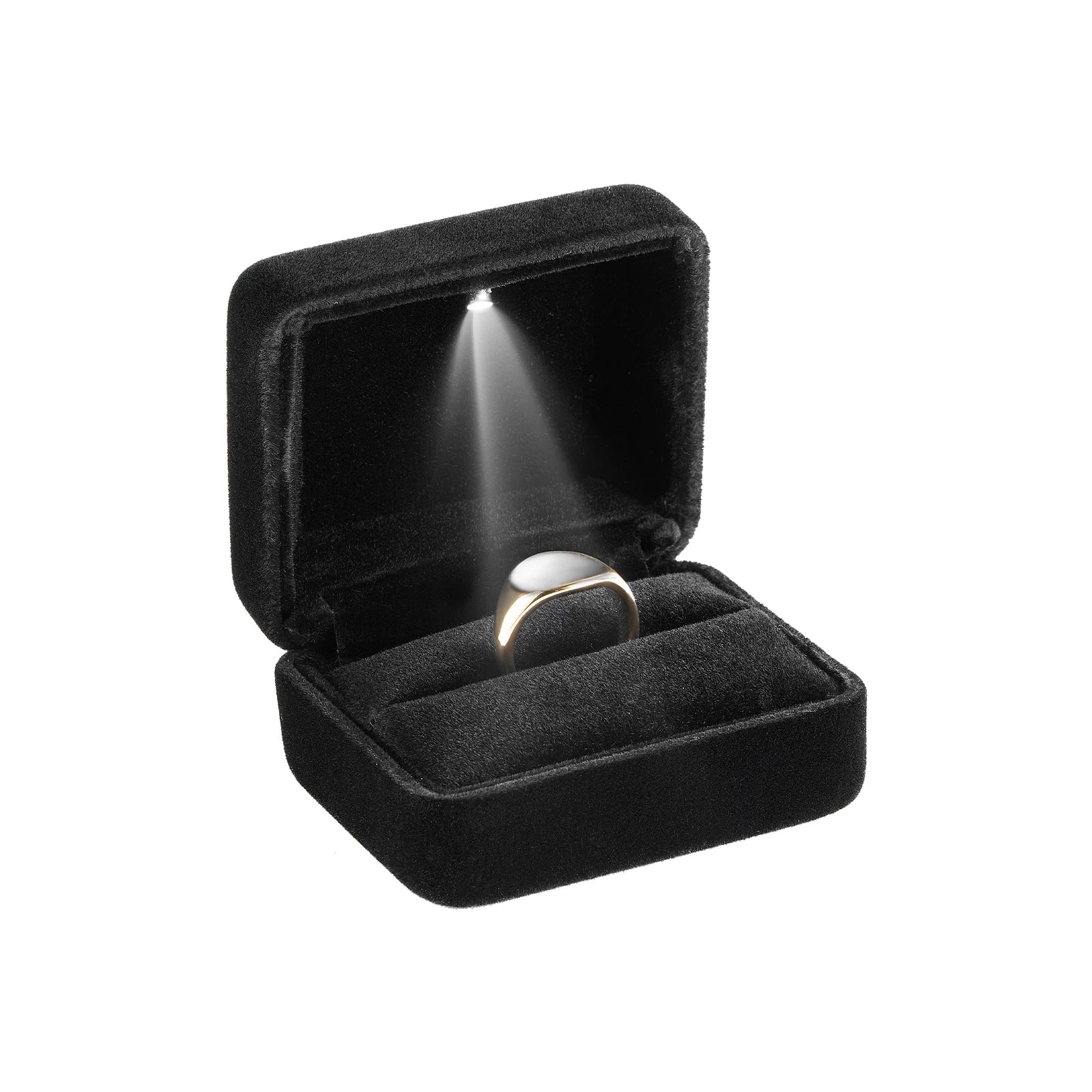 Black Velvet Ring Box with LED Light