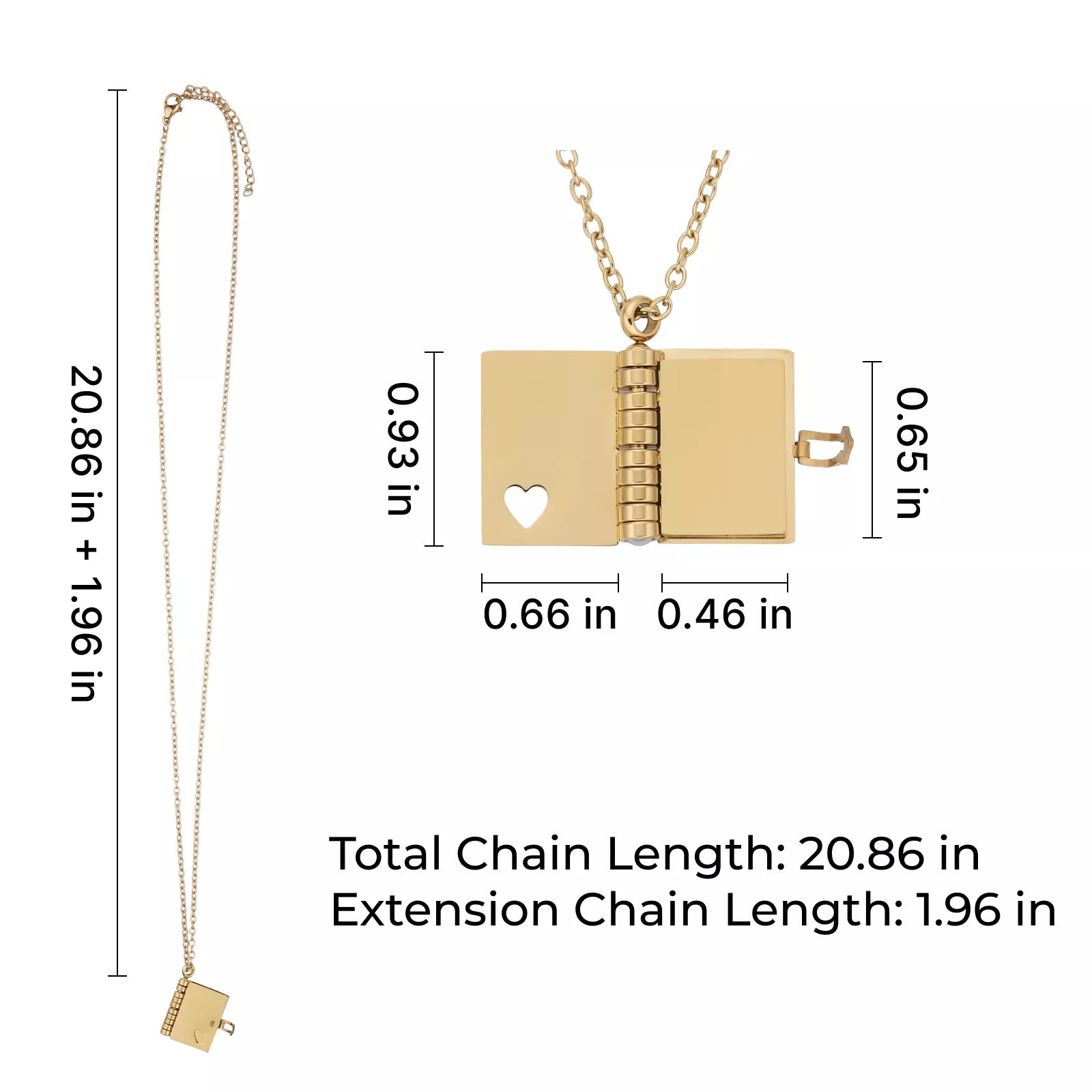 thumbnail image 2 of Book-Shaped Photo Locket Pendant Necklace – Stainless Steel, 18 Inch Chain, For Women / Boys 2 of 5