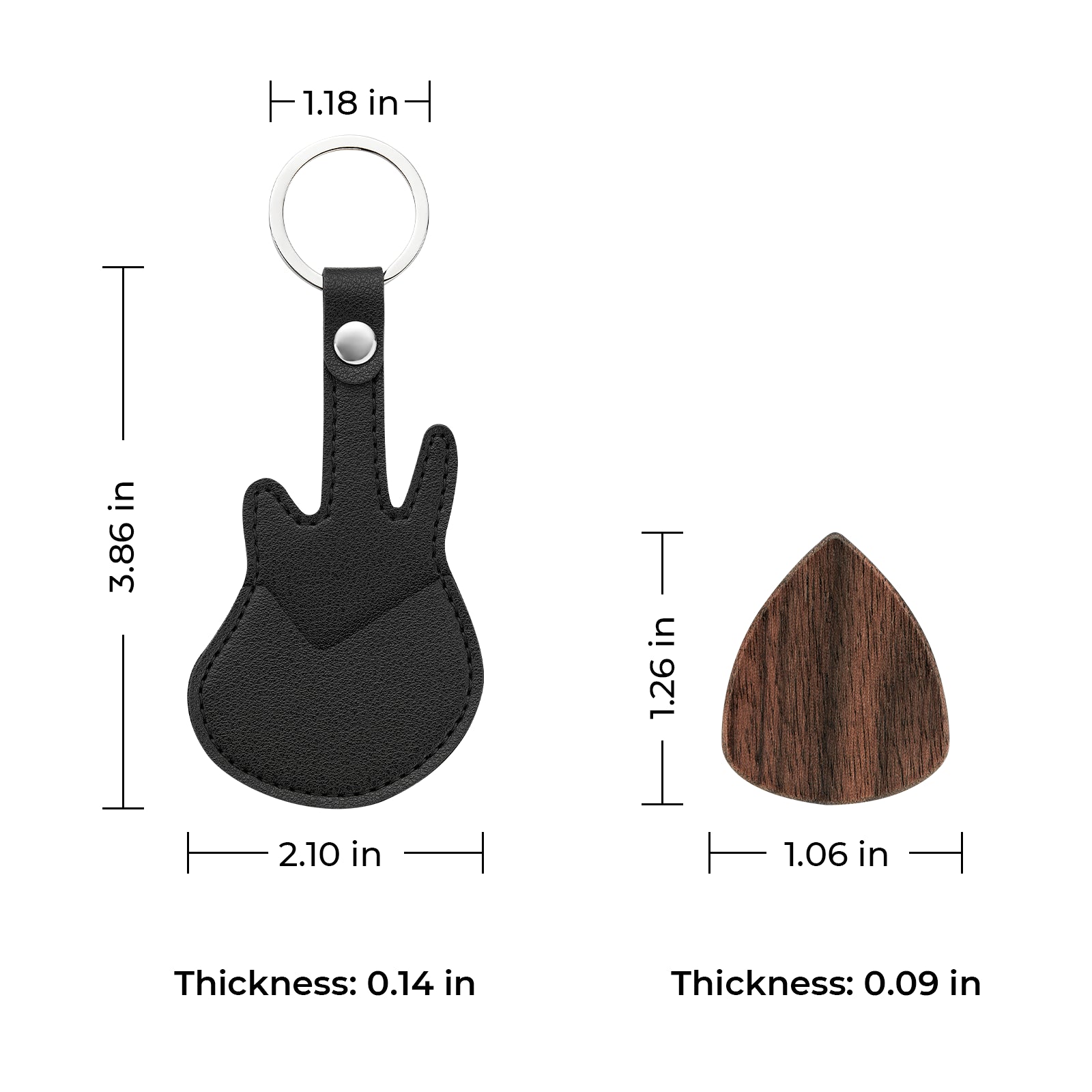 Guitar-Shaped Keychain Holder with Wooden Pick (3pcs)