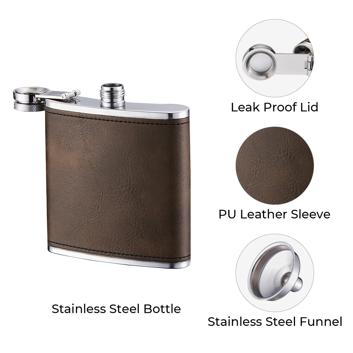 PU Stainless Steel Hip Flask (6oz) | xTool Materials
