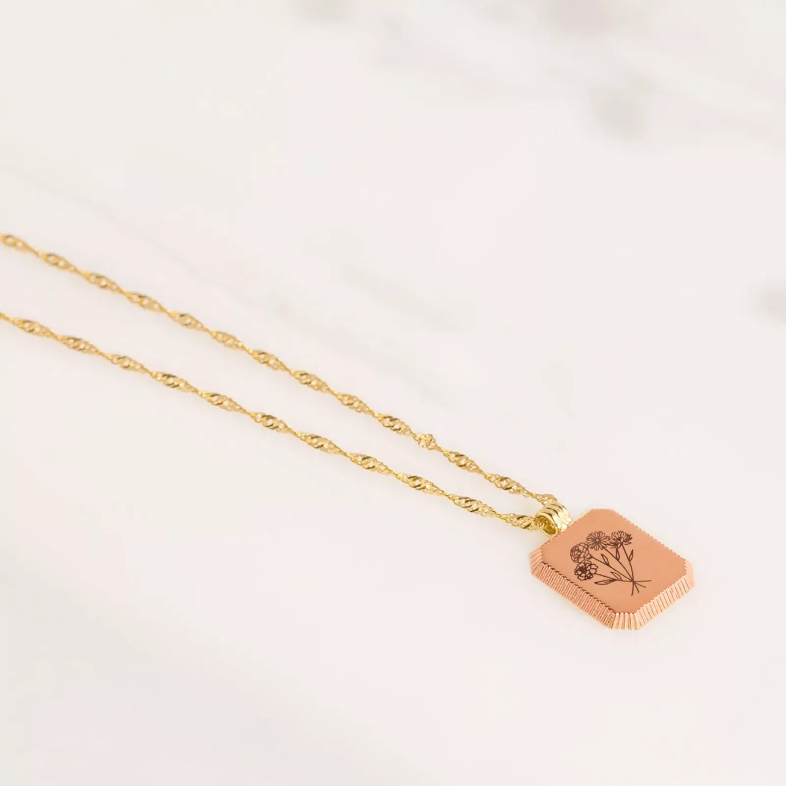 Stainless Steel Rose Gold Embossed Square Pendant (10pcs)