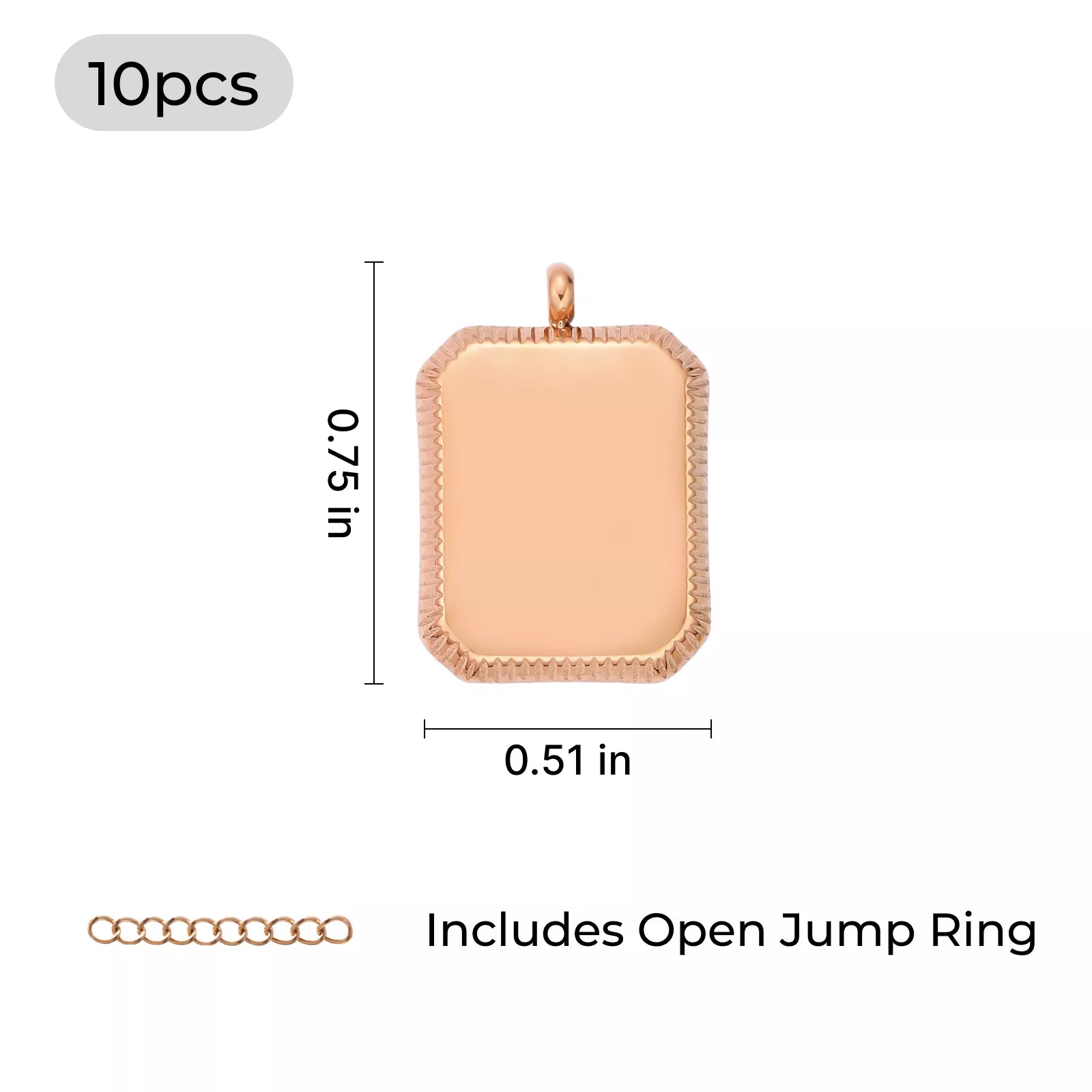 Stainless Steel Rose Gold Embossed Square Pendant (10pcs)