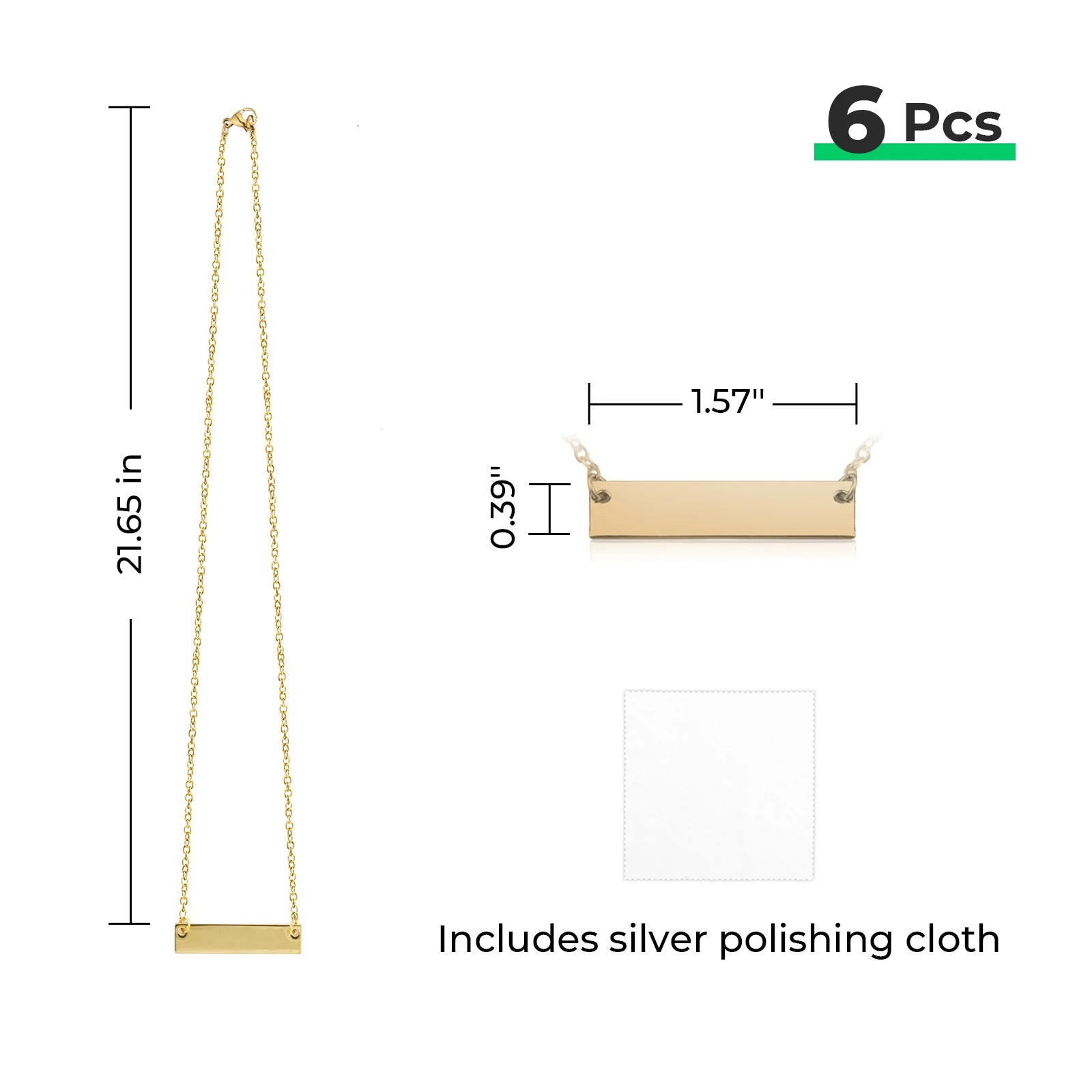 Stainless Steel Bar Necklace (6pcs)