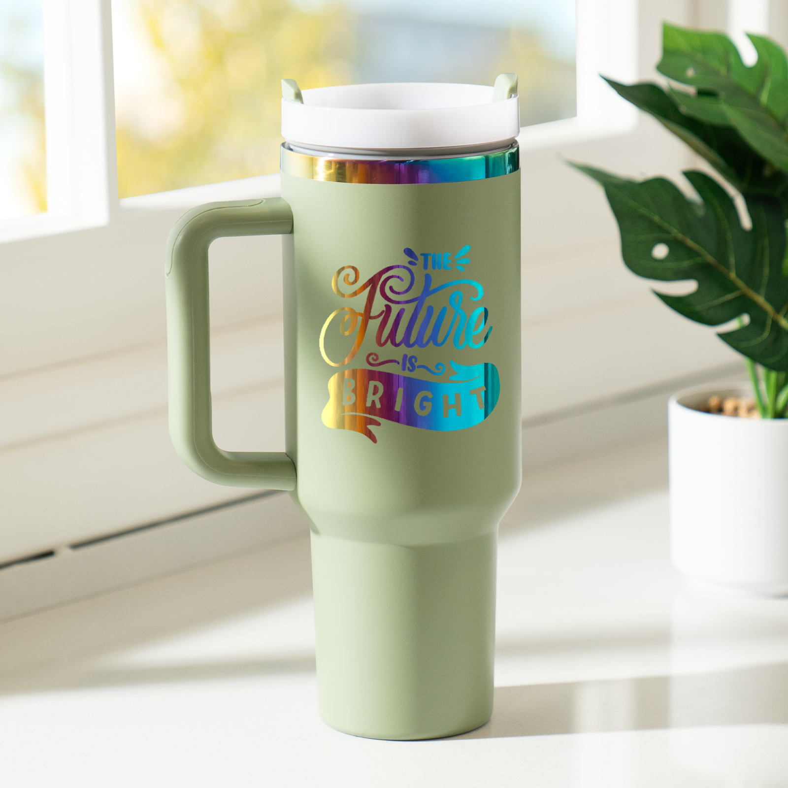 40oz Stainless Steel Tumbler with Removable Handle