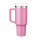 Peony Pink to Silver Stainless Steel Tumbler with Removable Handle (40oz)