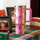 Peony Pink to Gold Stainless Steel Tumbler with Removable Handle (40oz)