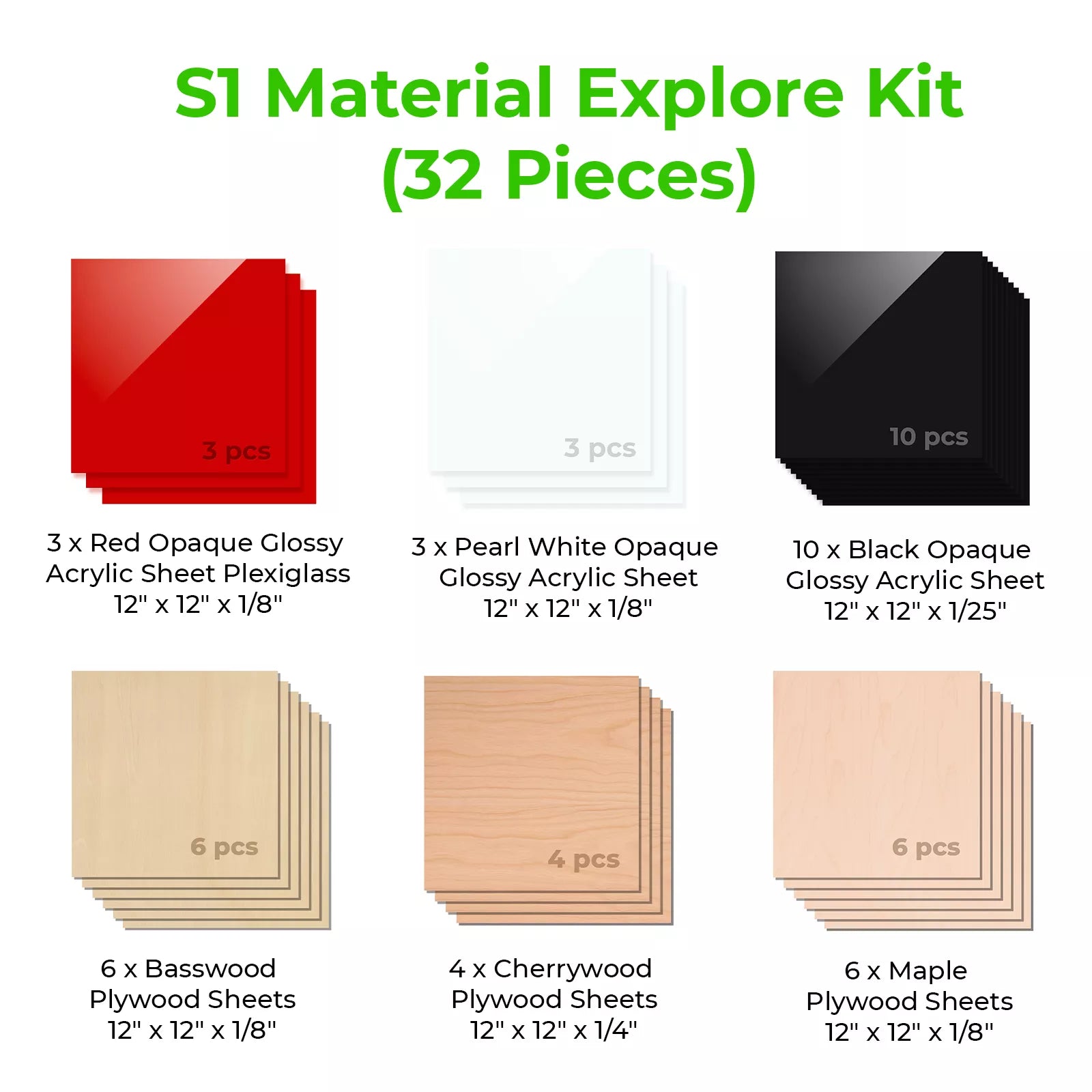 xTool S1 Material Explore Kit (32 pcs)