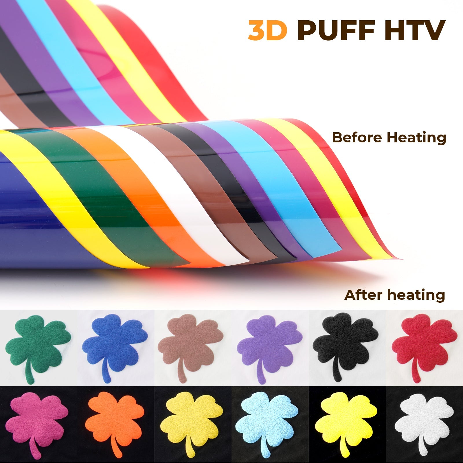 Mix Colors Puff Vinyl Heat Transfer 3D (14 pcs)