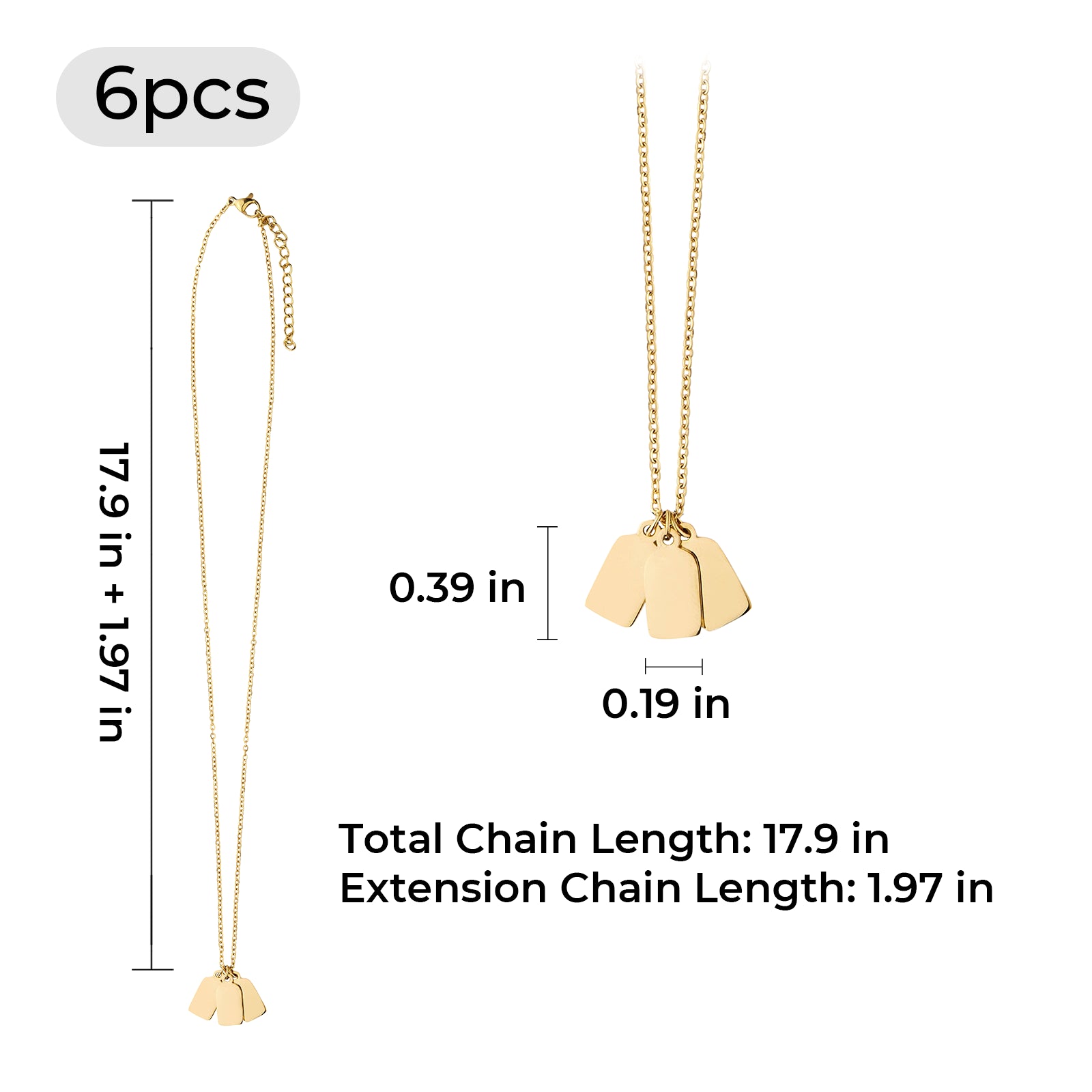 Gold Stainless Steel Bottle Necklace (6pcs)