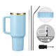 Pastel Blue to Gold Stainless Steel Tumbler with Removable Handle (40oz)