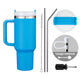 Deep Blue to Silver Stainless Steel Tumbler with Removable Handle (40oz)