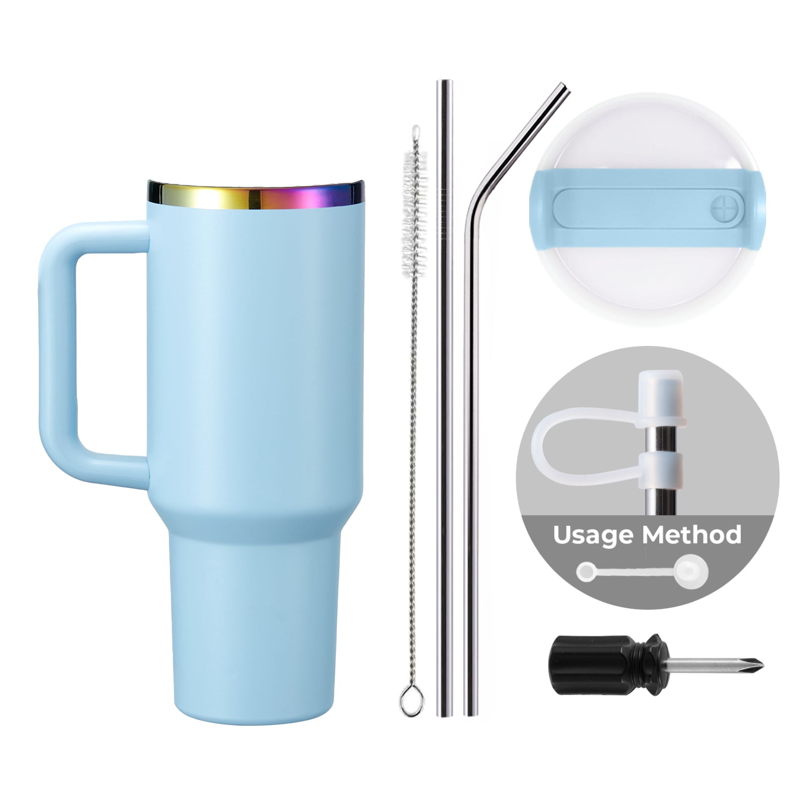 40oz Stainless Steel Tumbler with Removable Handle