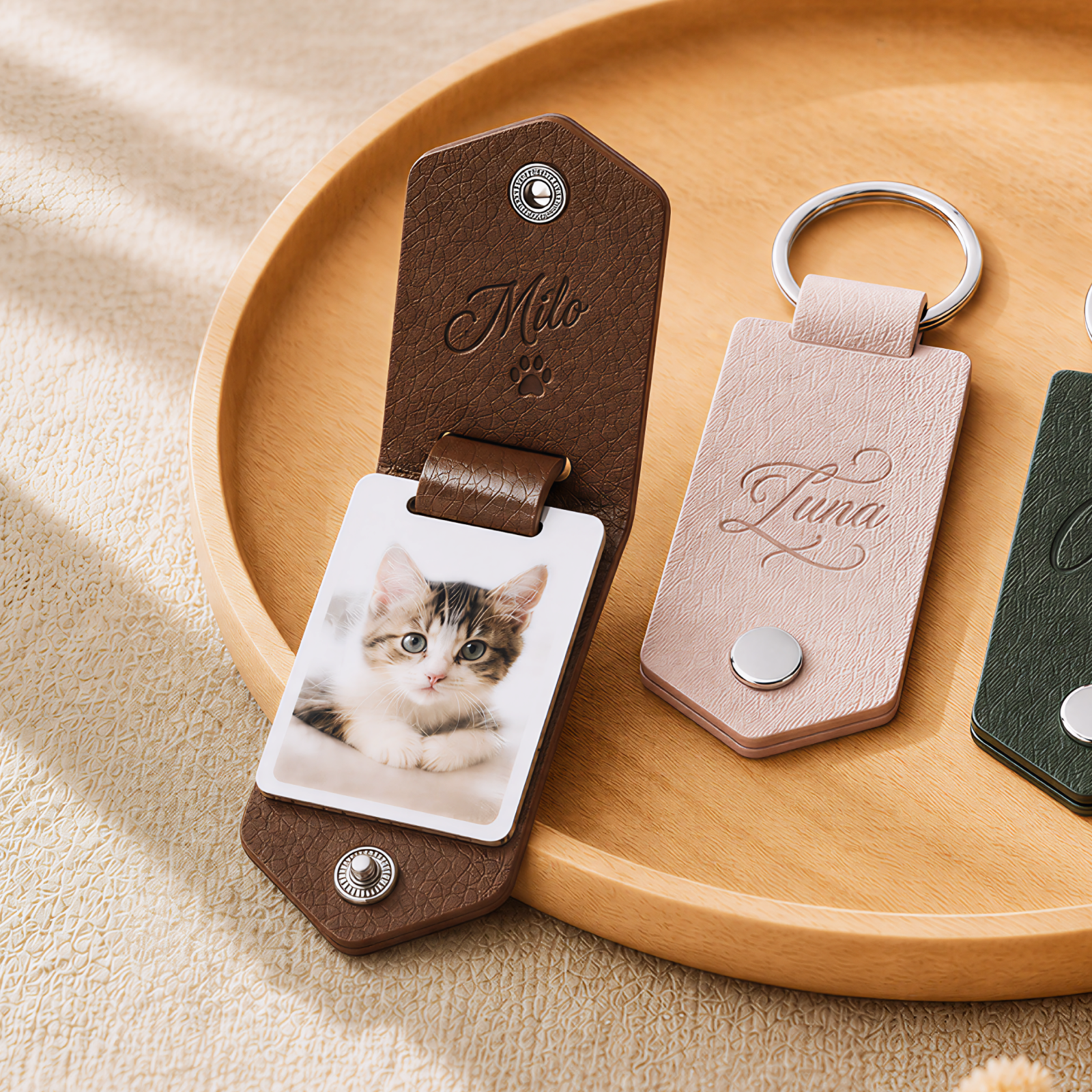 Assorted color pu leather keychain holder with sublimation aluminum sheet  6pcs  03