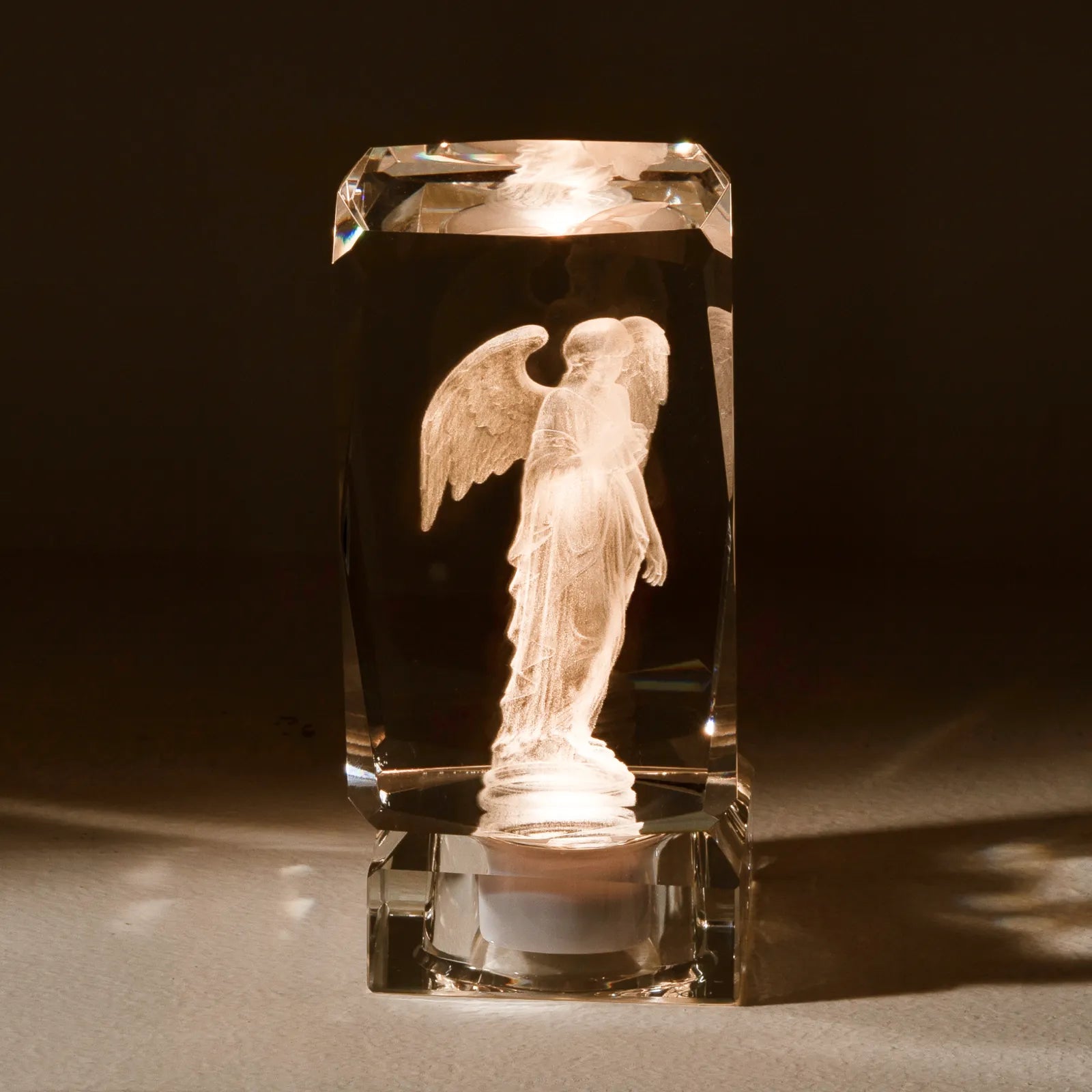 Beveled edge rectangular k9 crystal with lamp base 04