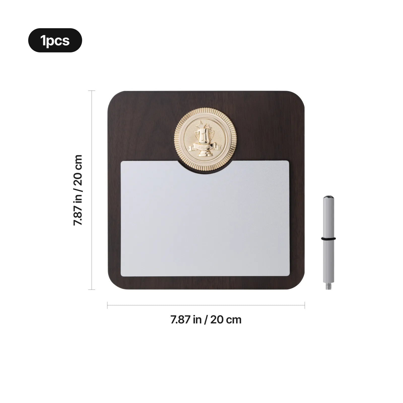 Black walnut award plaque with emblem 02