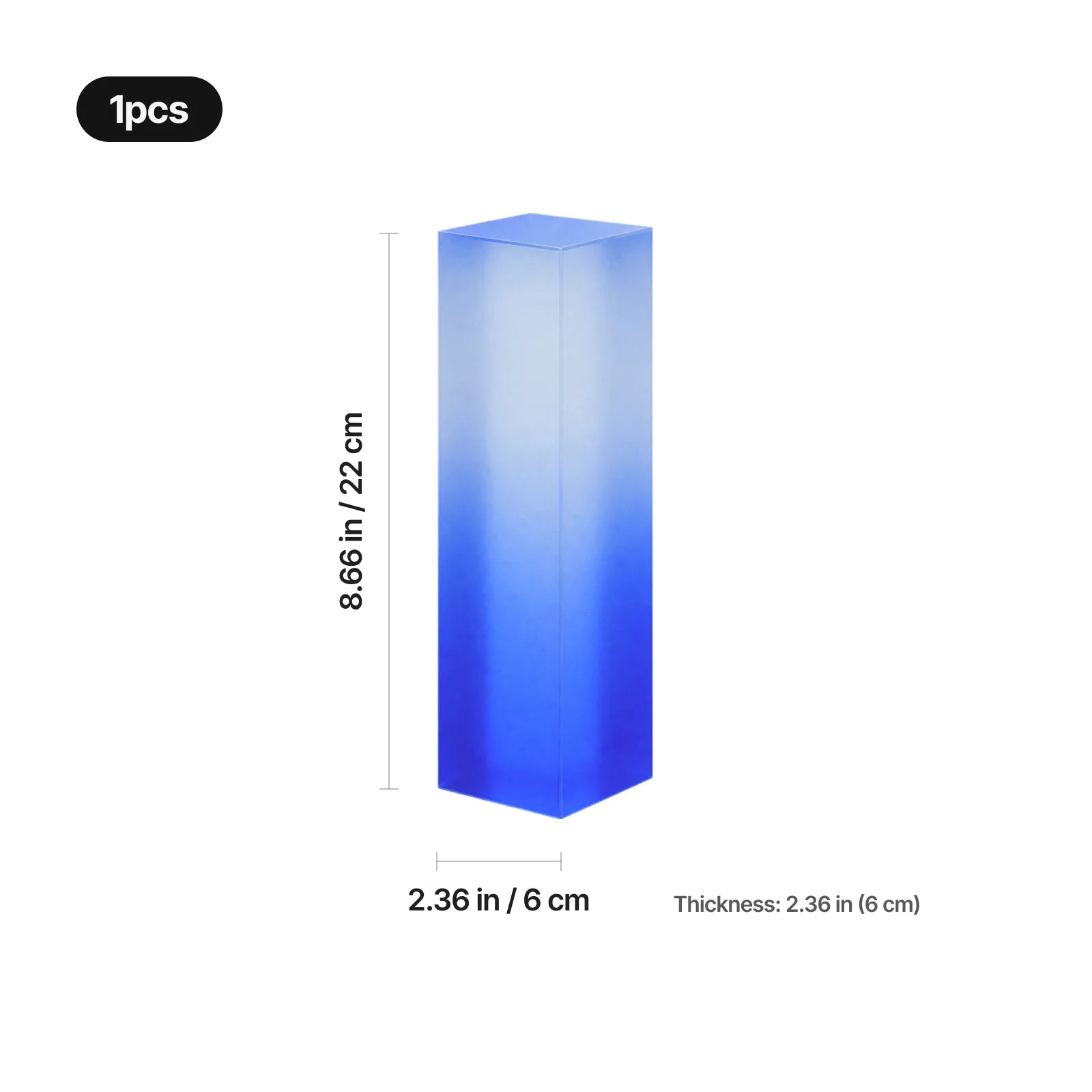 Blue gradient frosted crystal trophy 02
