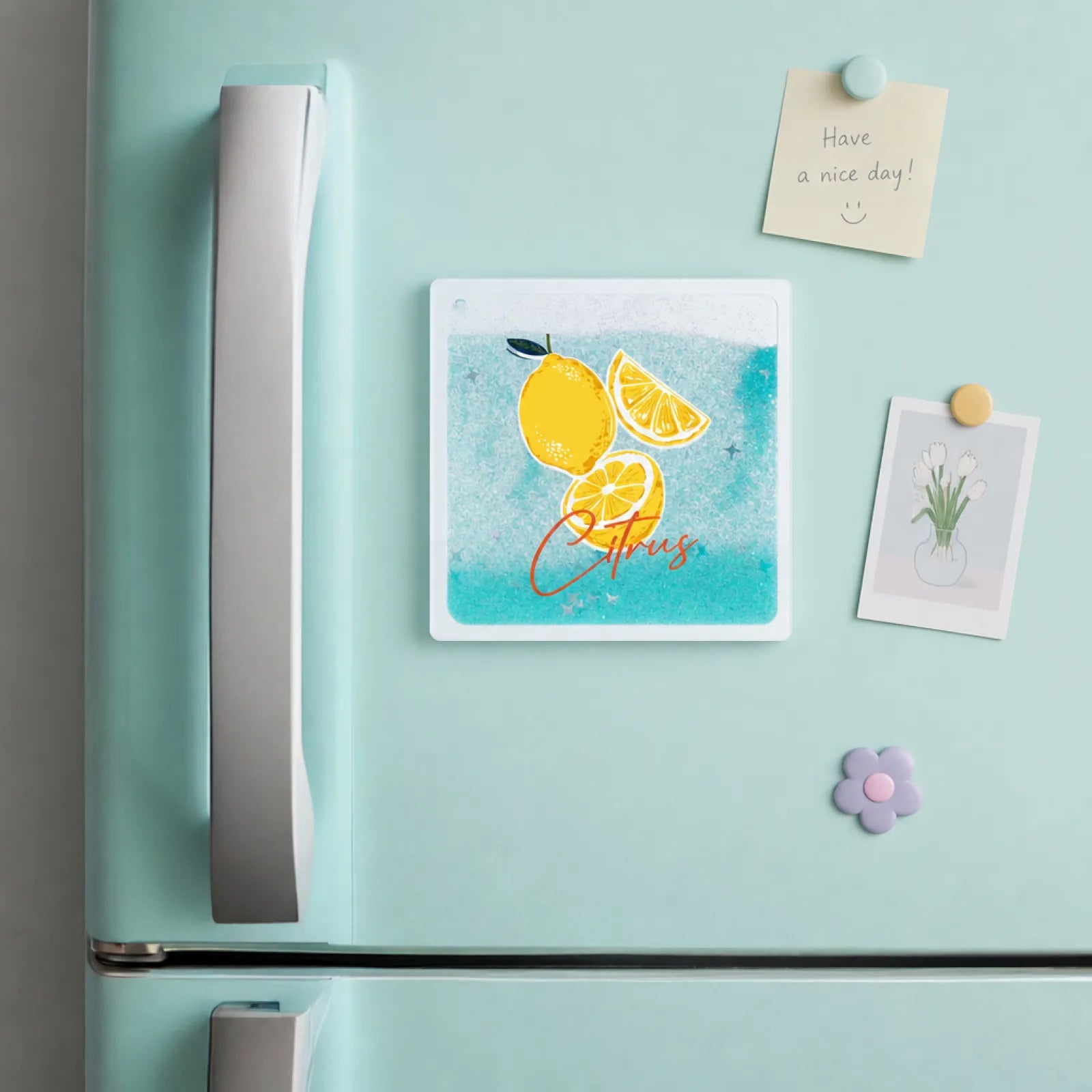 Blue quicksand acrylic fridge magnet 02