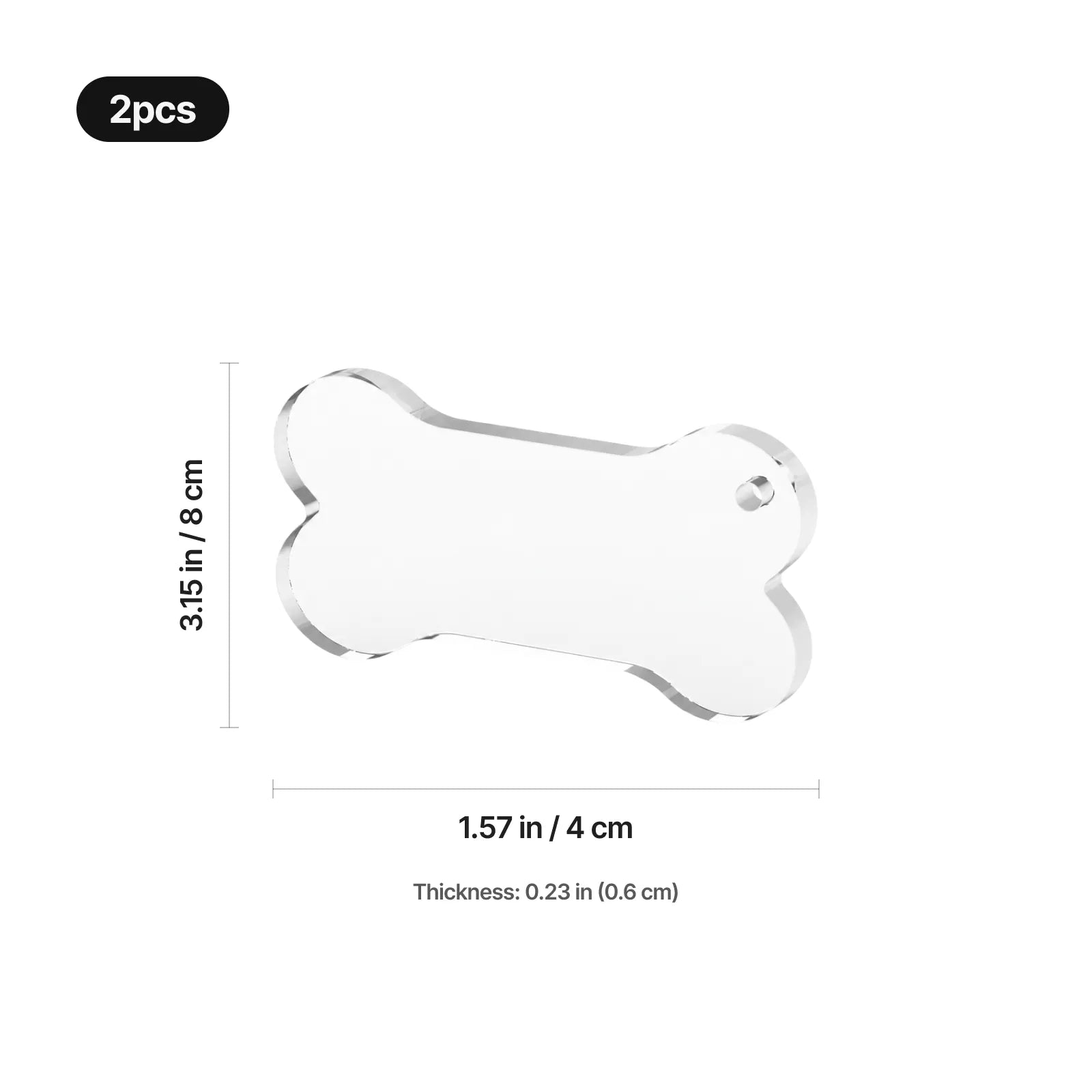 Bone shaped k5 crystal ornament 2pcs 03