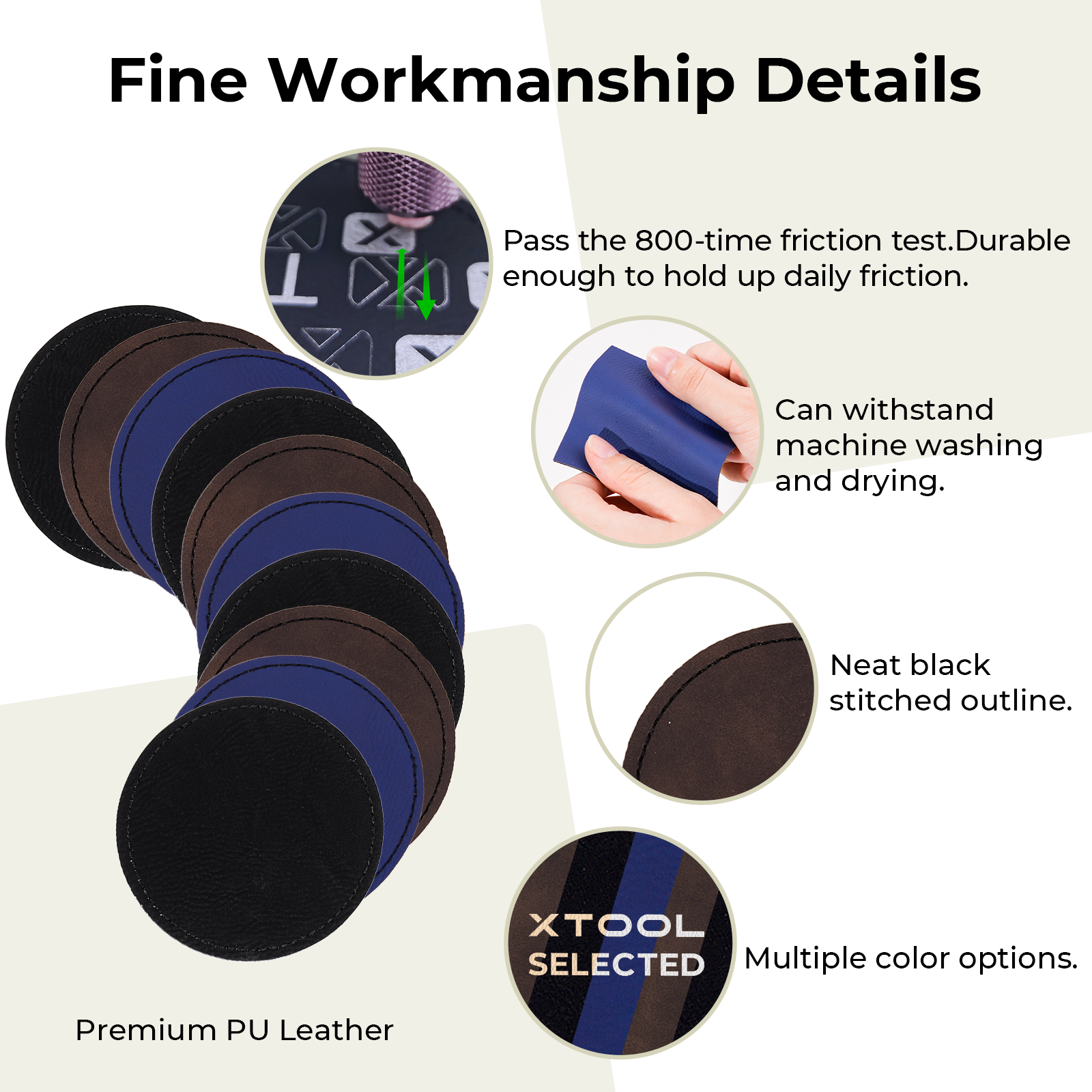 Black to Silver Laserable PU Round Patch (10pcs)