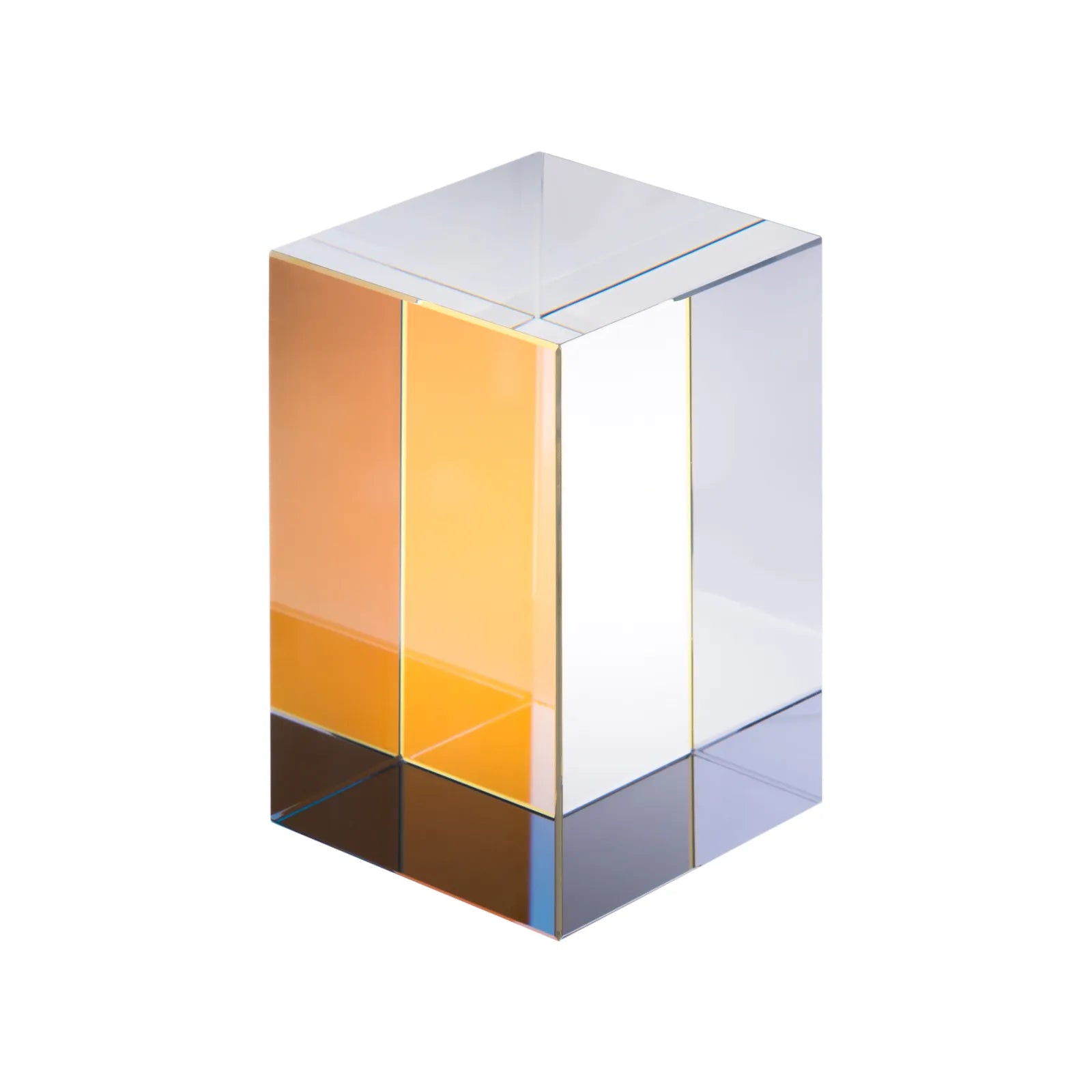 Double sided iridescent rectangular k9 crystal 01