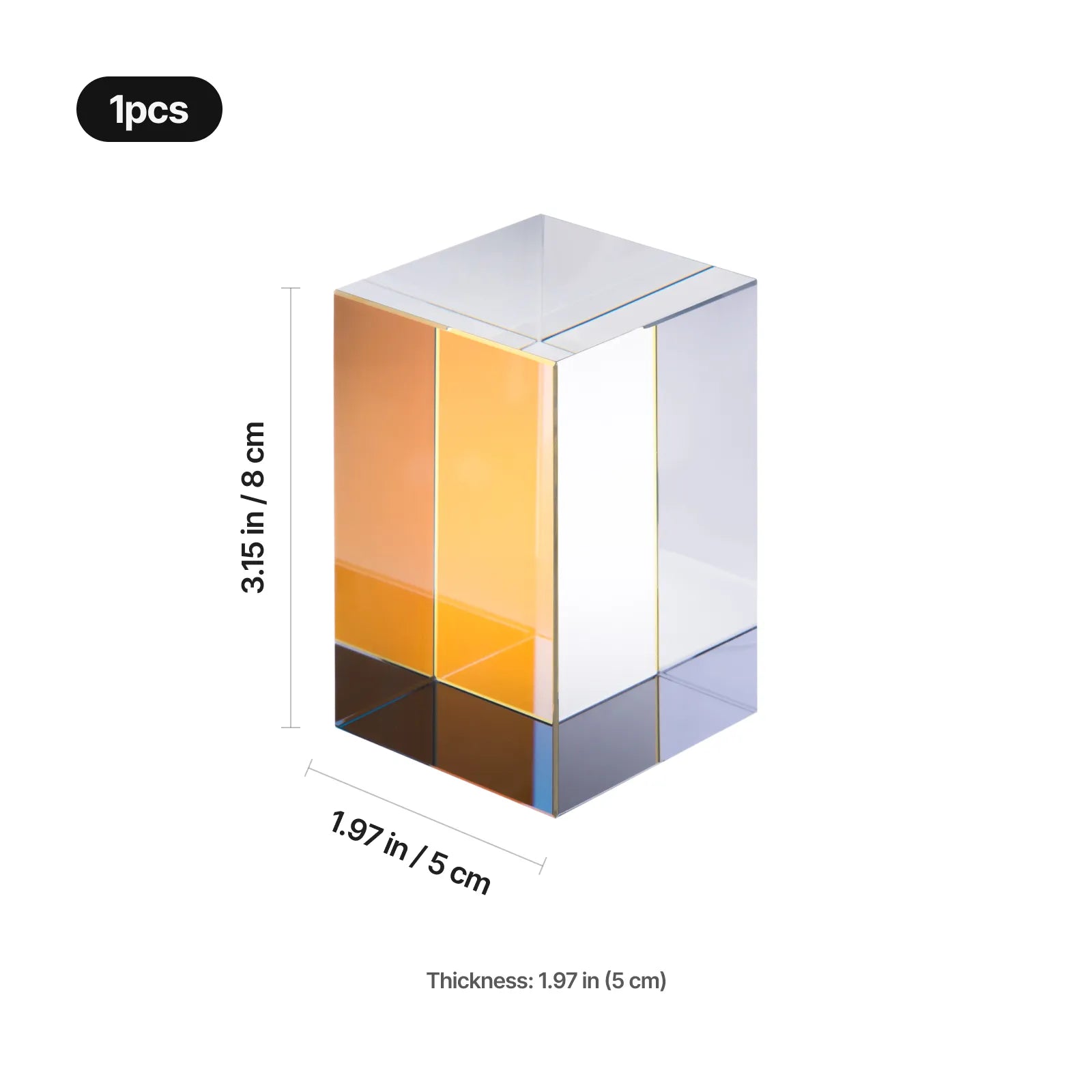 Double sided iridescent rectangular k9 crystal 02