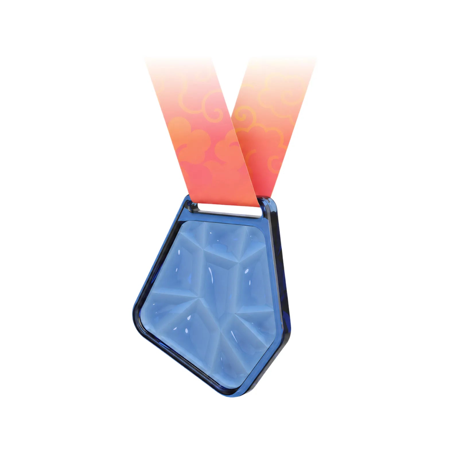 Geometric blue colored glass medal 0