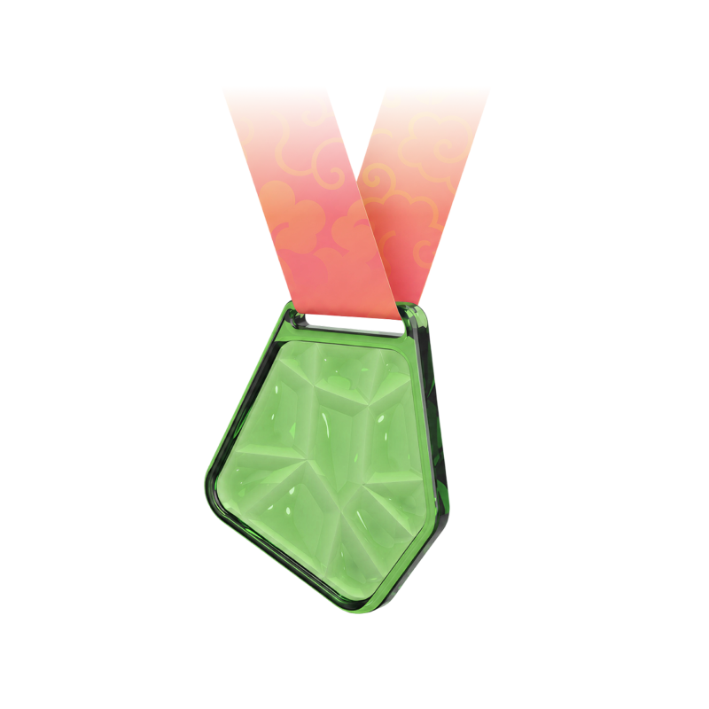 Geometric green colored glass medal 02 1 3b2f9a88 9089 422e ba5d 9ddac04c4d4e