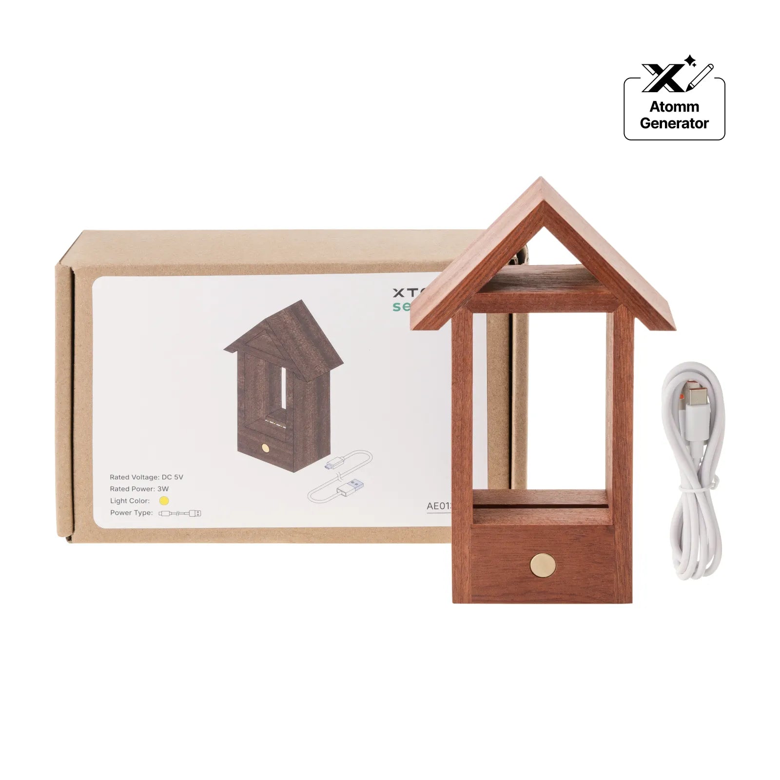 House shaped sapele wood led light base for k9 rectangle crystal 03