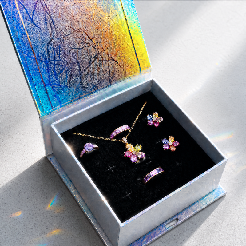 Iridescent silver gift box with jewelry foam insert  3pcs  03