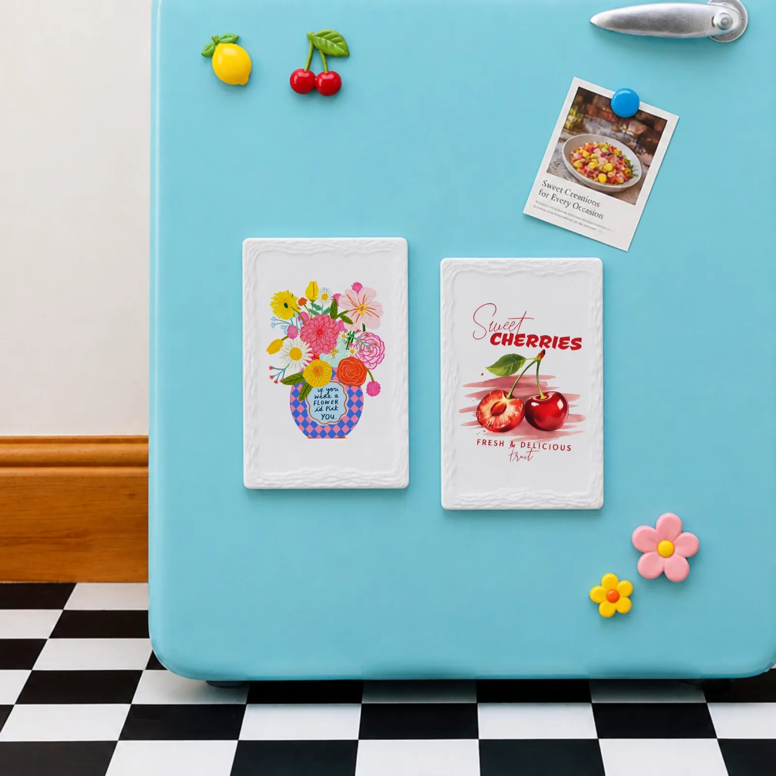 Layered deckled edge ceramic fridge magnet 02