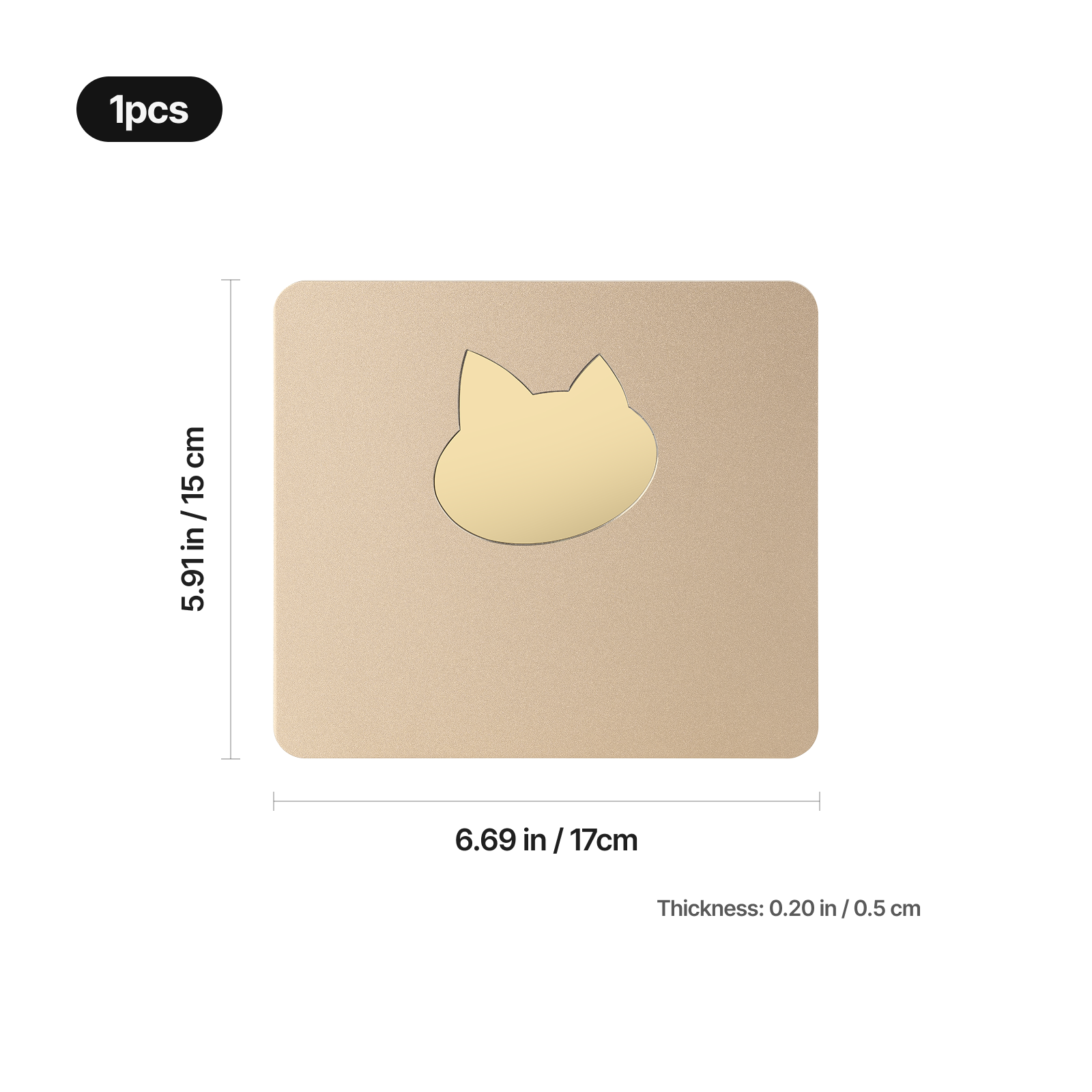 Matte gold metal award plaque with cat mirror center and purple base 03