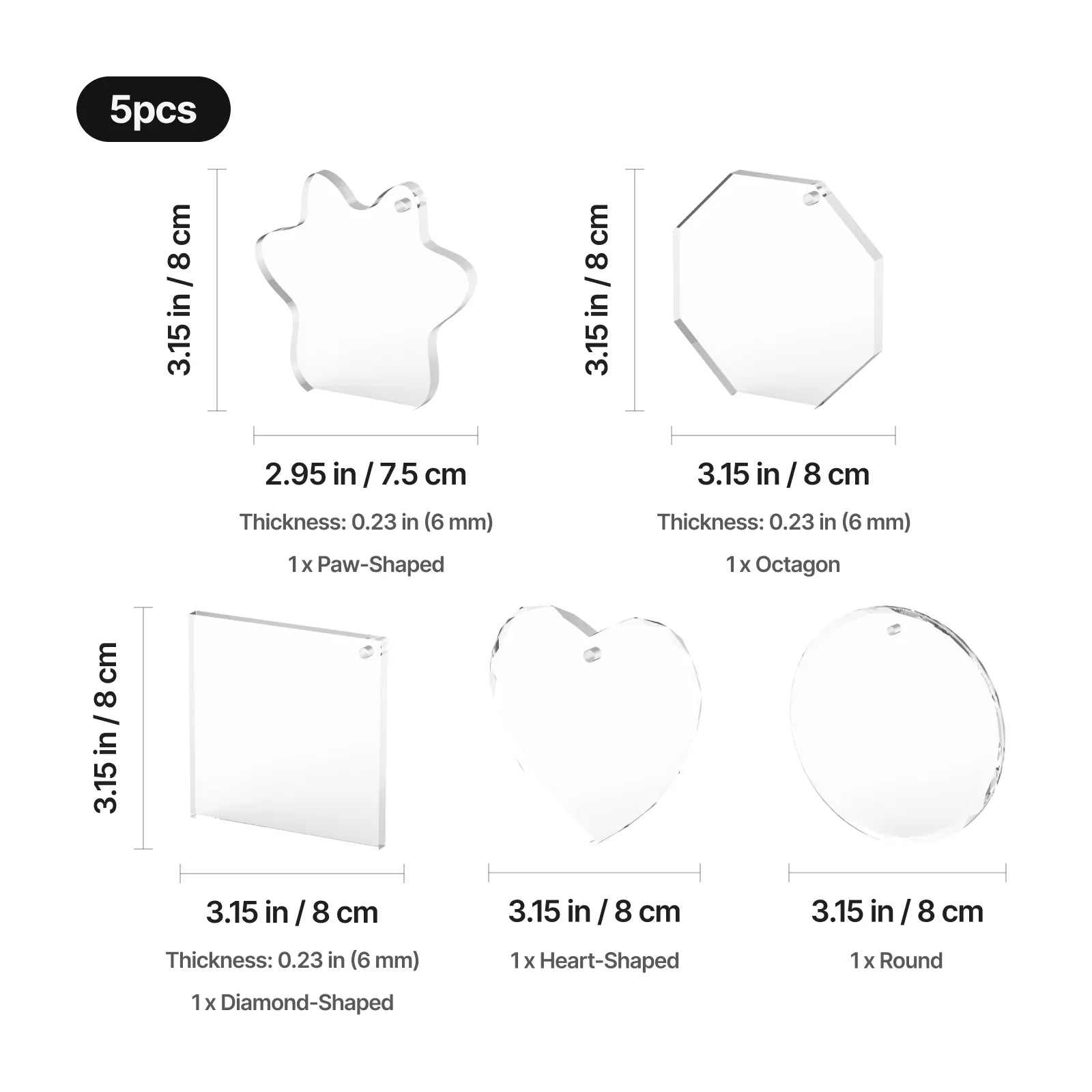 Mixed shape k5 crystal ornament 3pcs 02