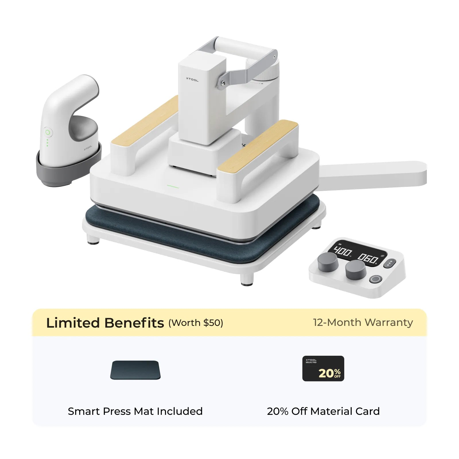 xTool Heat Press Machine for T-shirts, HTV, Sublimation and DTF Transf
