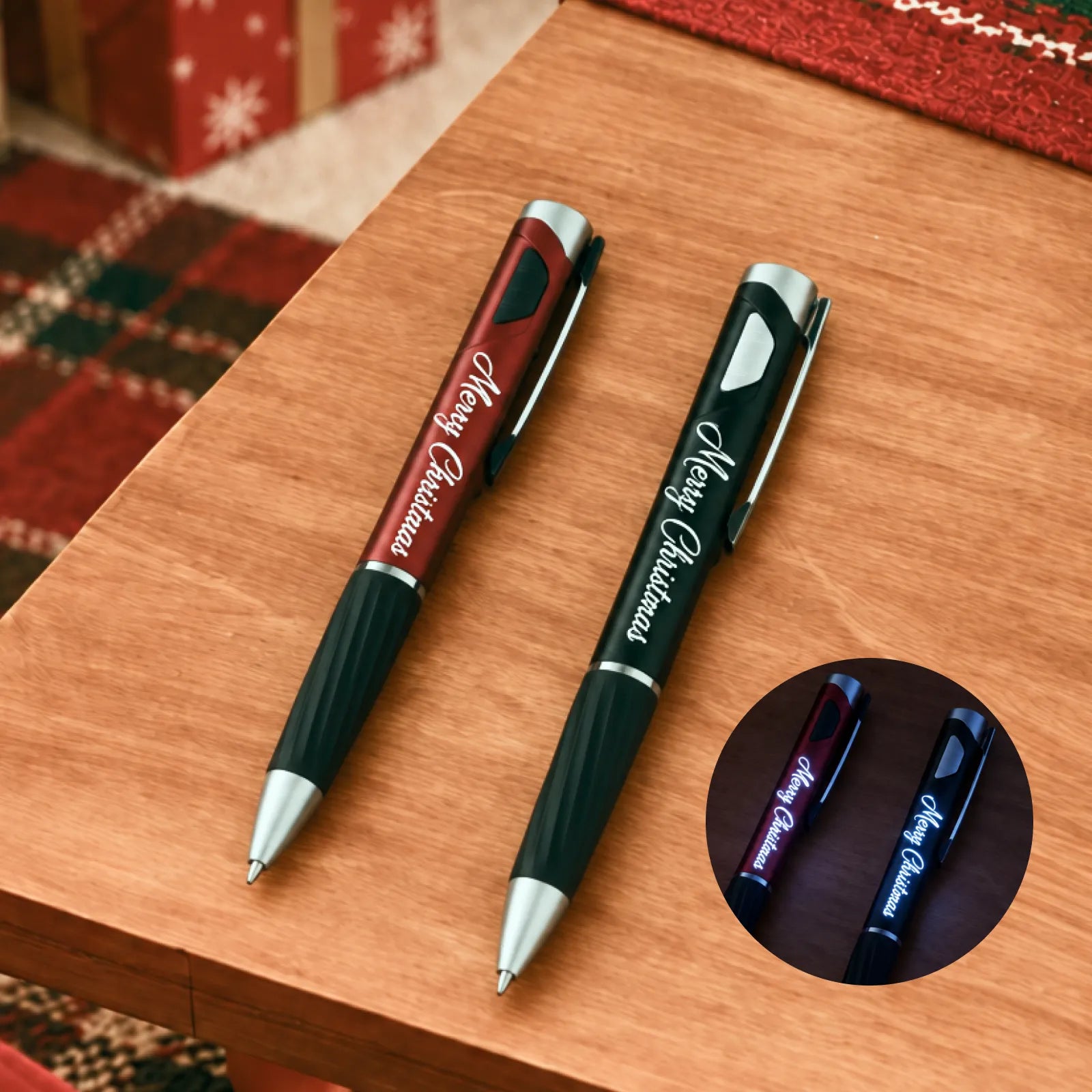 Mk shangjiatu  qitaleichanpin us pc ballpoint pens with led lights black red green blue silver 02 5002 7988