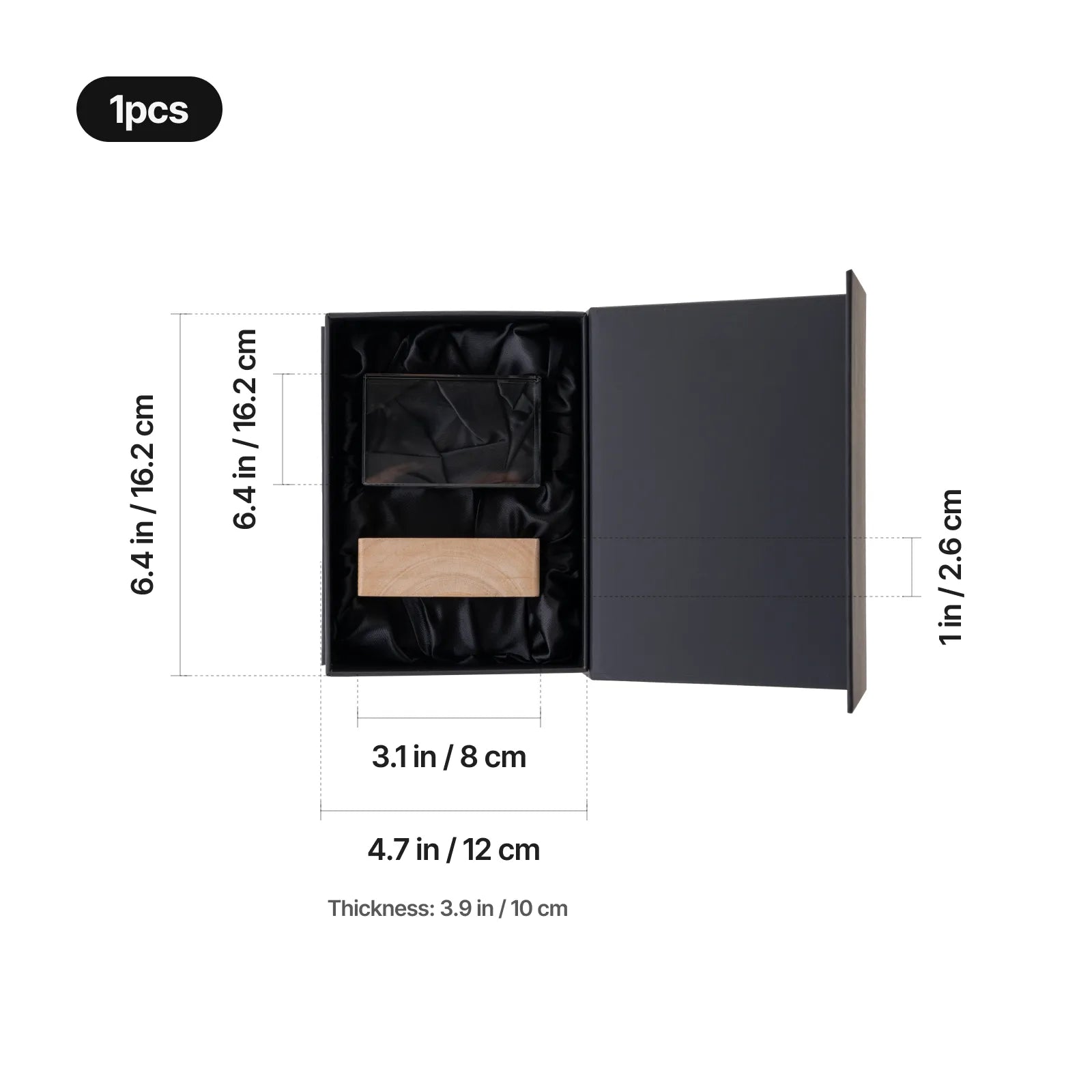 Mk shangjiatu  qitaleichanpin us pc flip top black gift box for 50x50x80mm glass with base 03 5161 1528