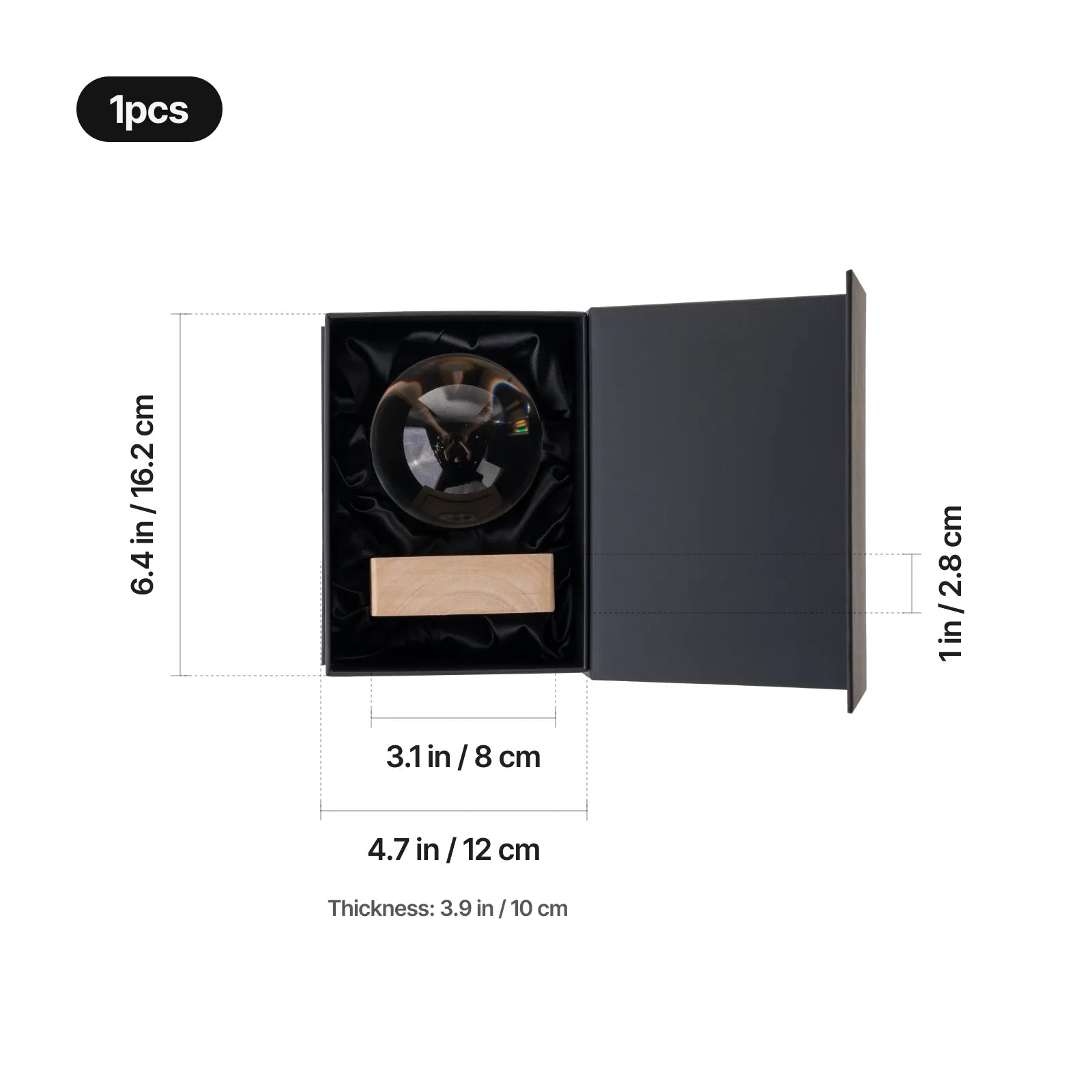 Mk shangjiatu  qitaleichanpin us pc flip top black gift box for 50x50x80mm glass with base 03 5235 5041