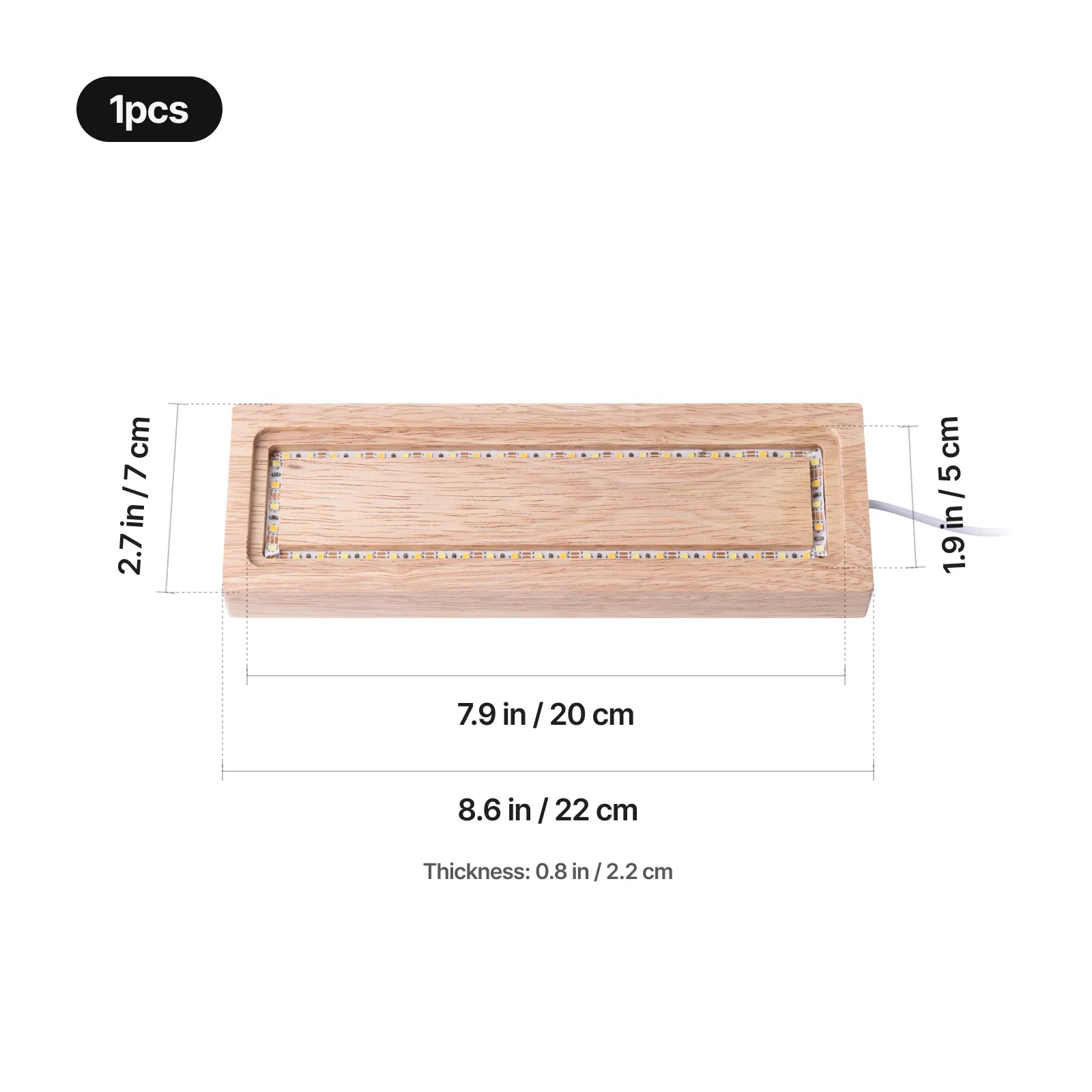 Mk shangjiatu  qitaleichanpin us pc rectangula rubber wood led light base with groove plug in type 03 5235 4418