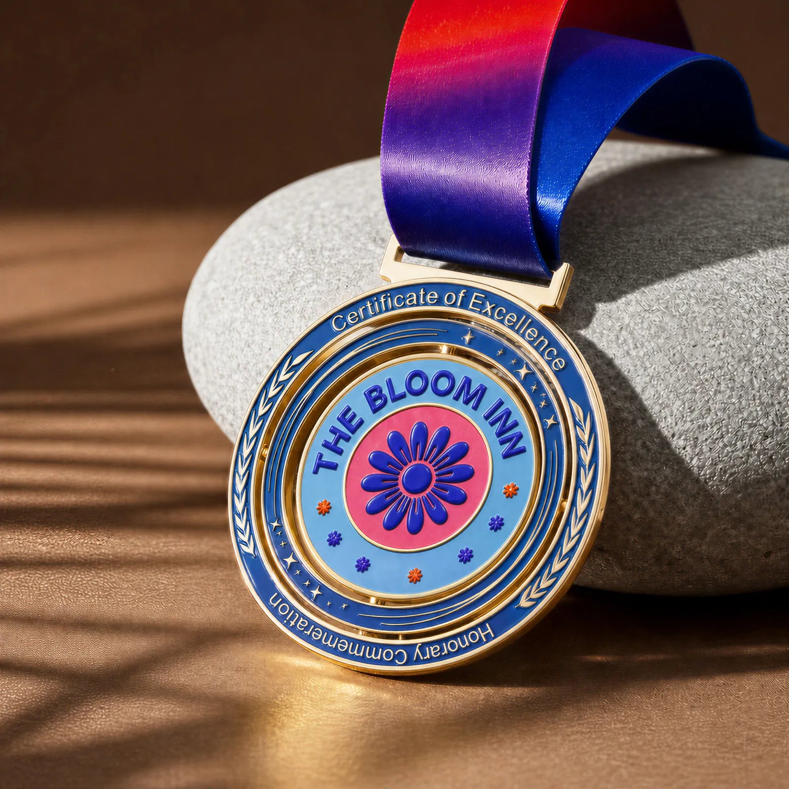 Mk shangjiatu fuzhuxinghaocai biaojipenwu nairejiaodai mulayoudeng  us pc blue and gold star patterned metal spinning medal 03 3692 1973