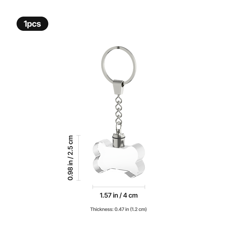 Multicolored led bone shaped k5 crystal keychain 5pcs 04