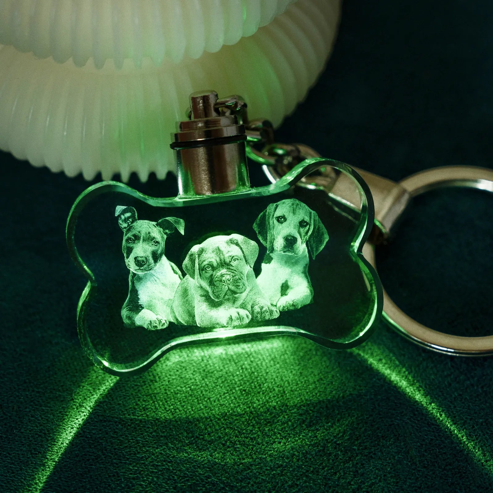 Multicolored led bone shaped k5 crystal keychain 5pcs 05