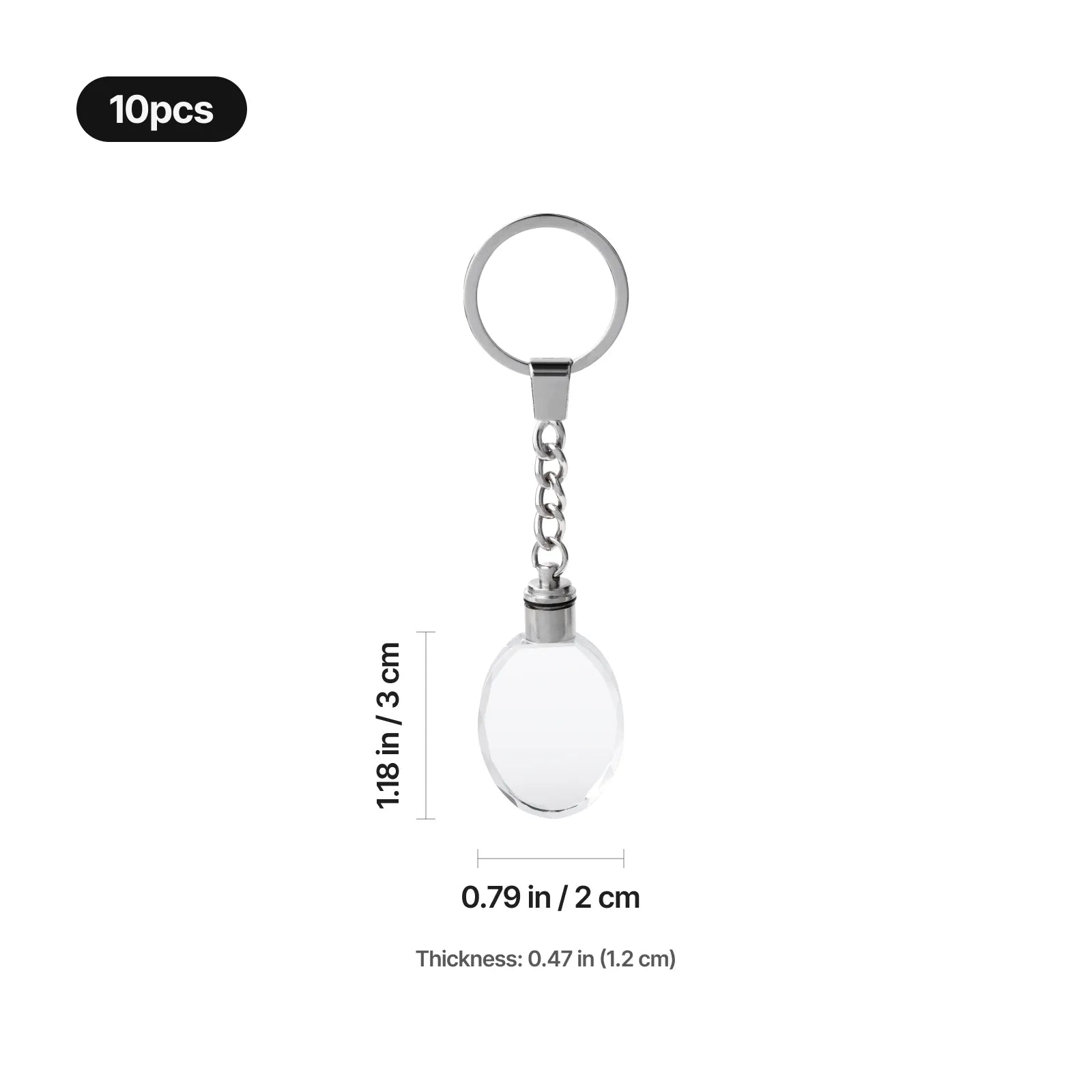 Multicolored led oval k5 crystal keychain 10pcs 02