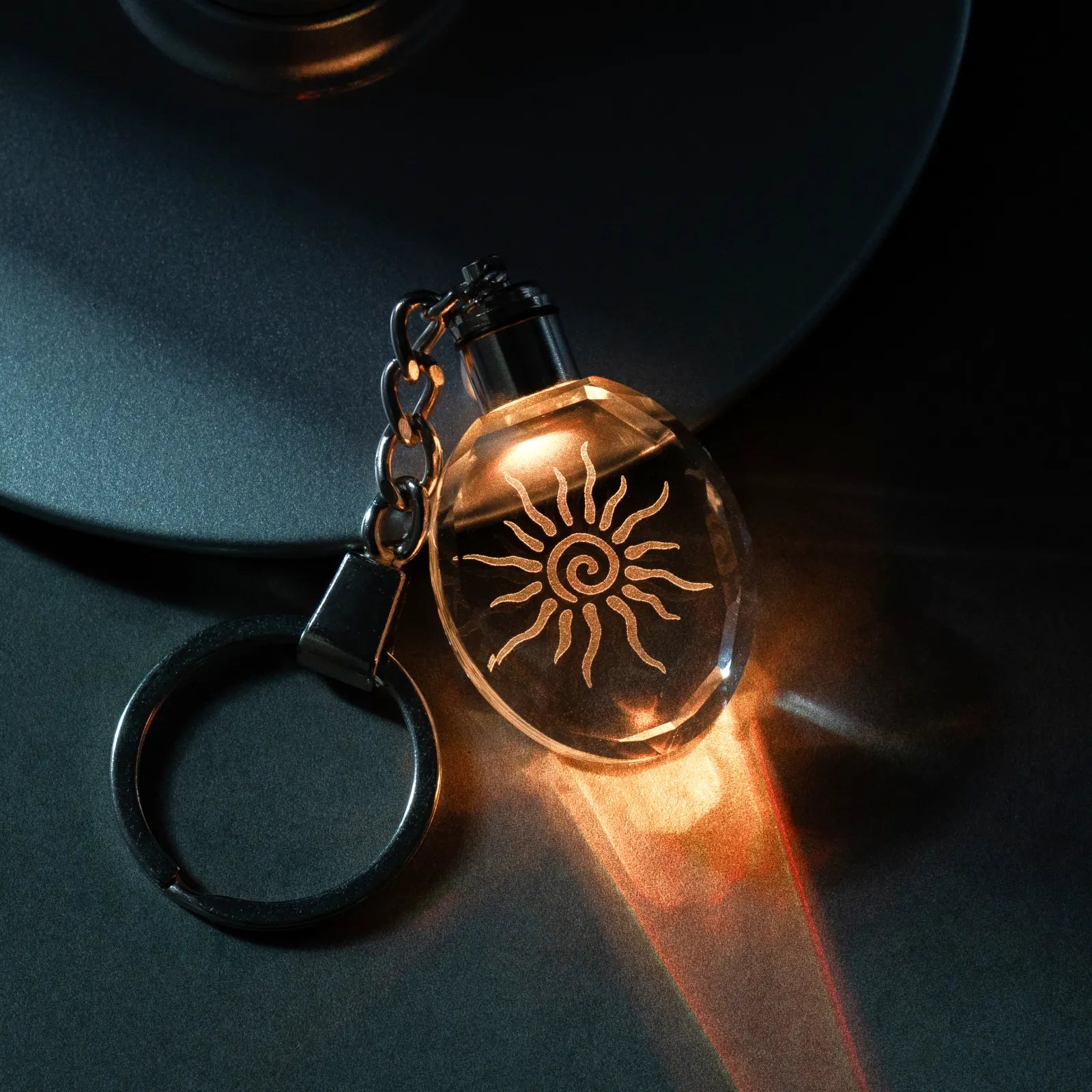 Multicolored led oval k5 crystal keychain 10pcs 03