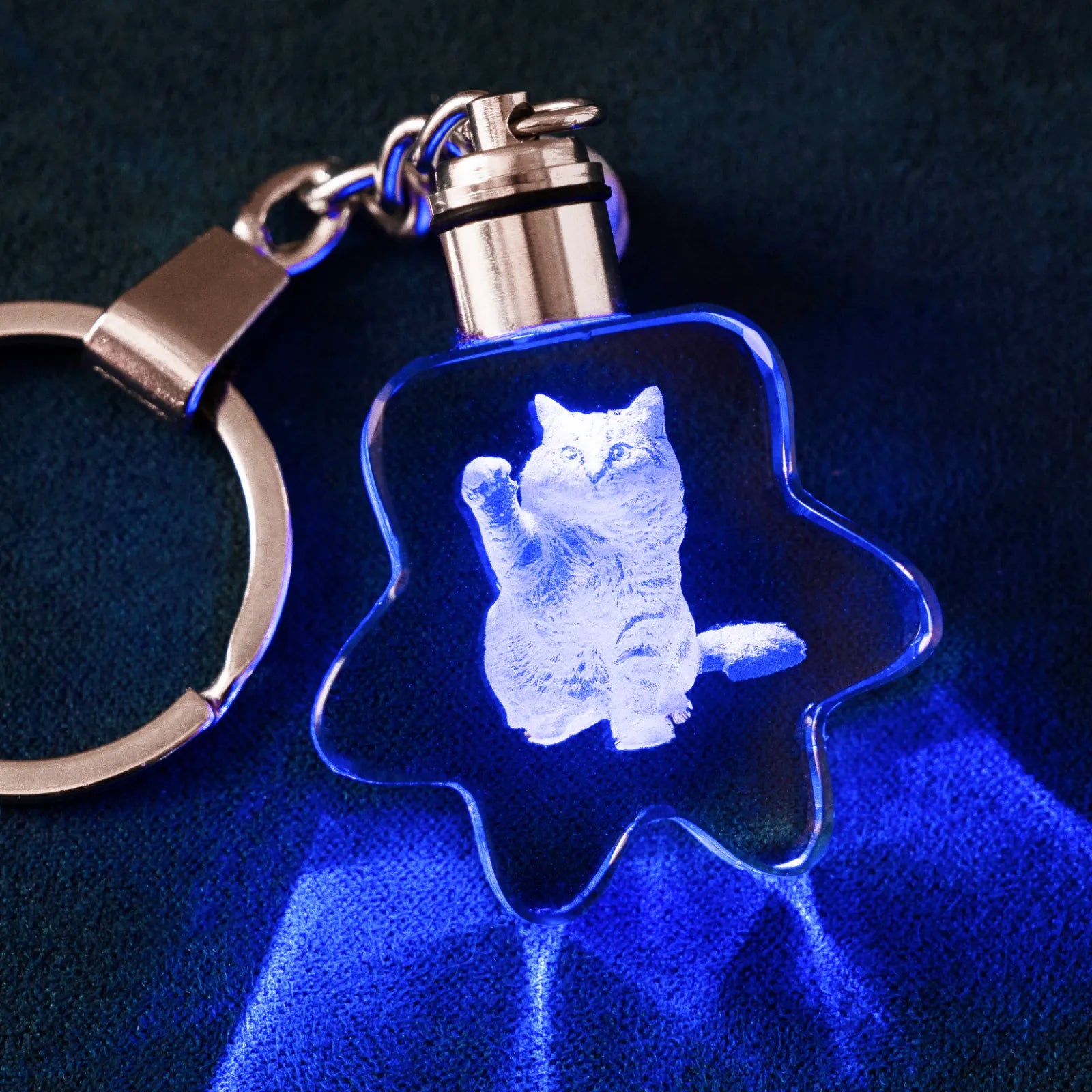 Multicolored led paw shaped k5 crystal keychain 5pcs 05