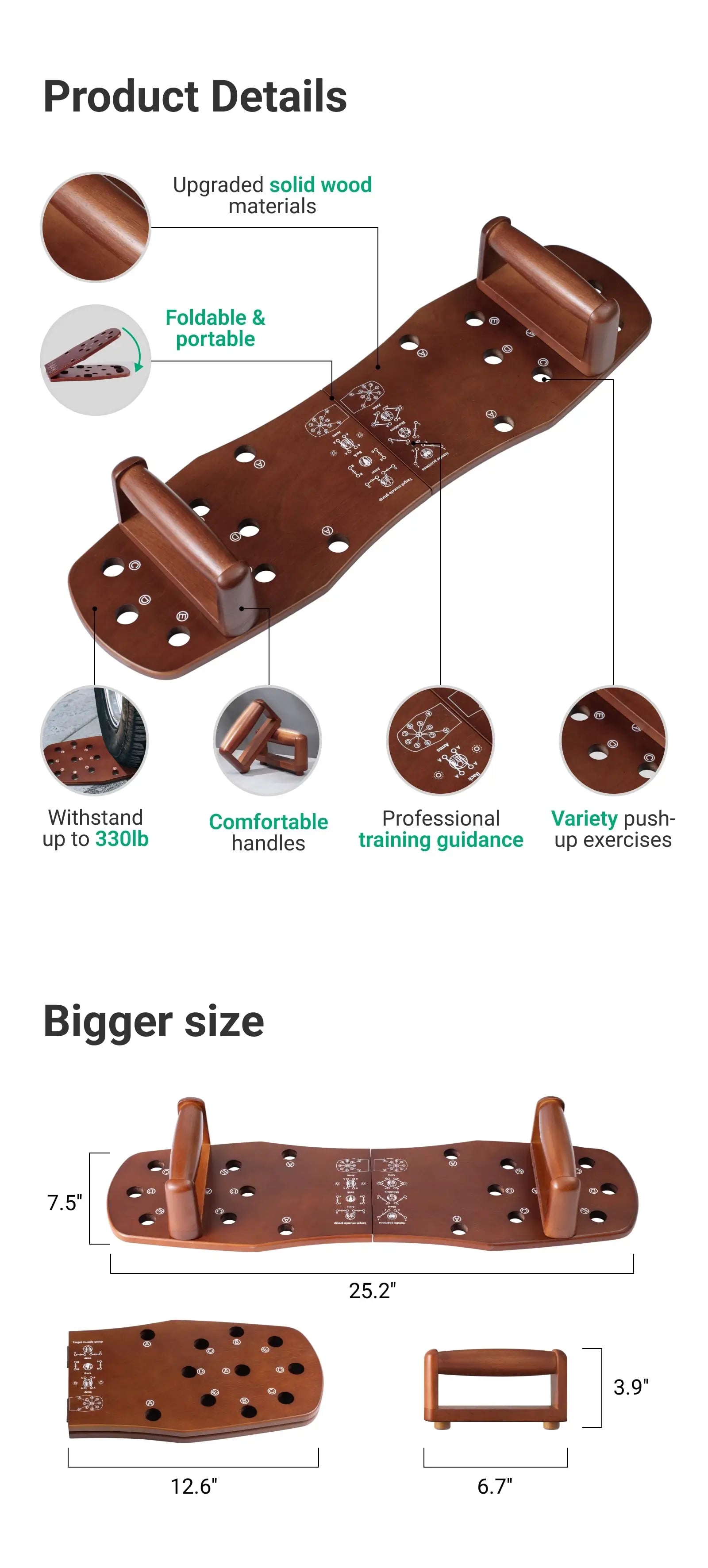 Multifunction portable wooden push up board description10 1