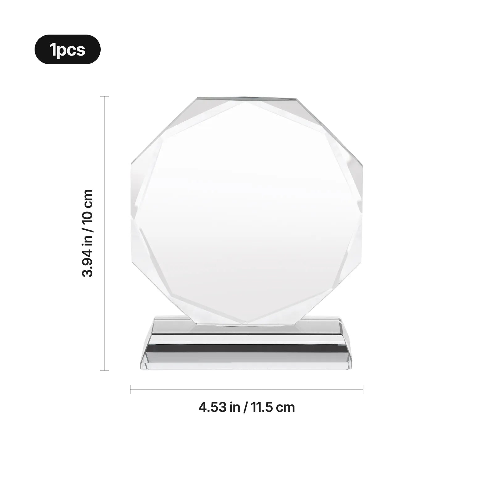 Octagonal ultra clear crystal trophy 03