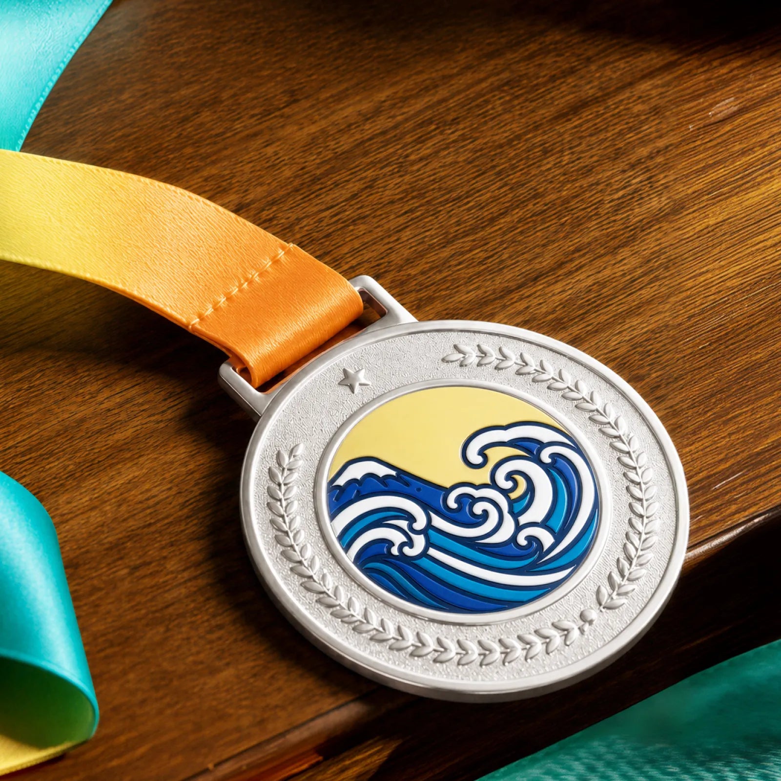 Patterned round metal medal 10pcs 08
