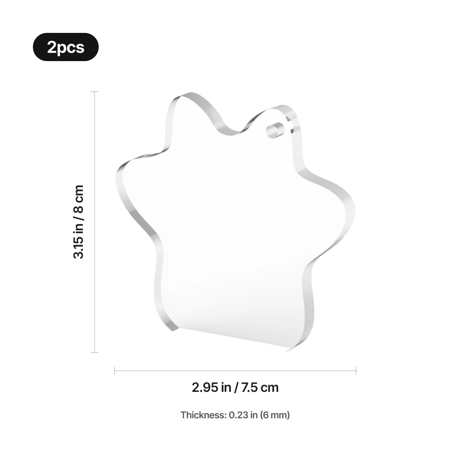 Paw shaped k5 crystal ornament 3pcs 02