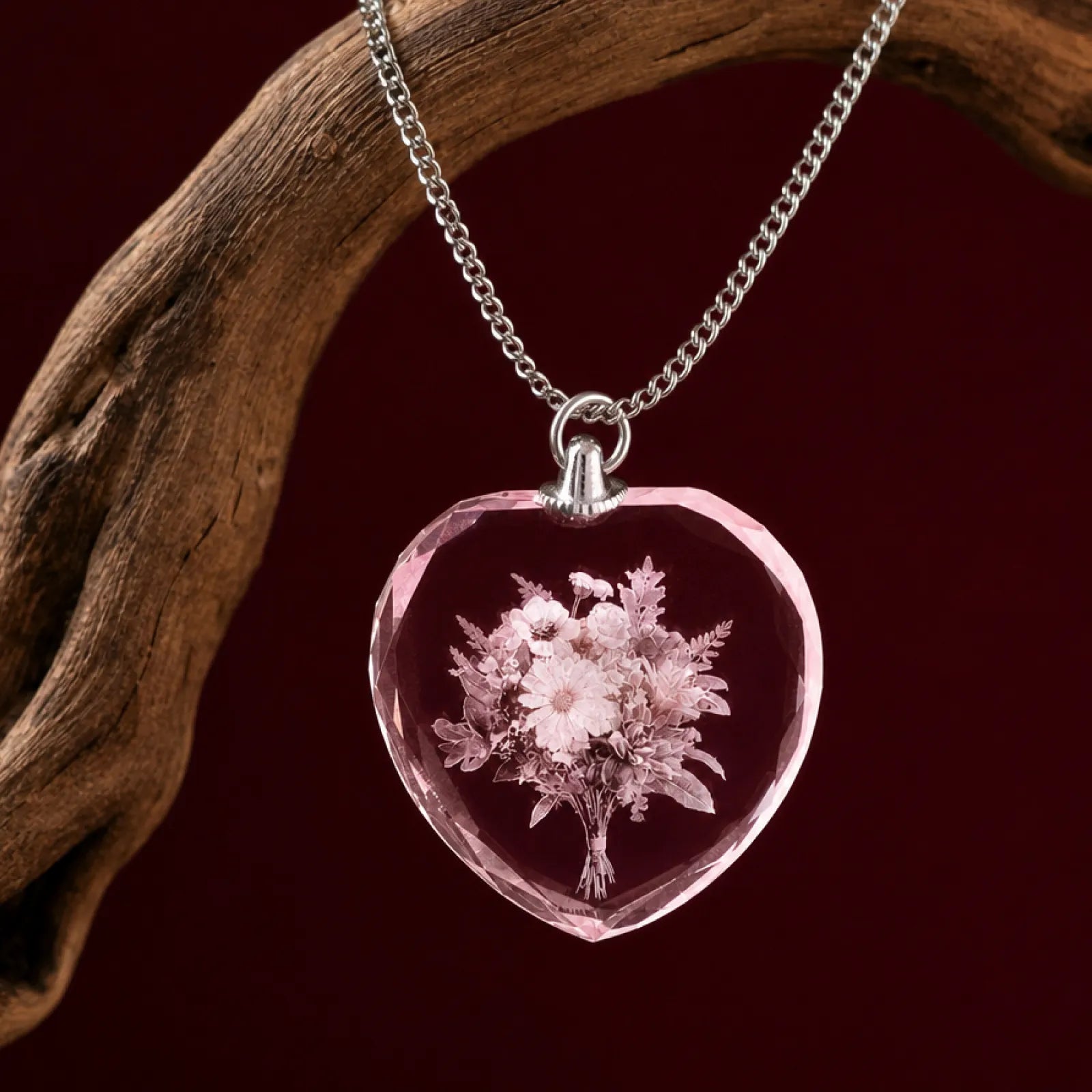 Pink heart shape k5 crystal necklace 2pcs 02