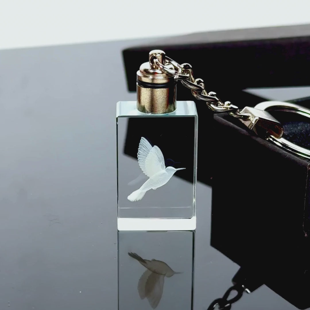 3d crystal photo engraved on rectangle crystal keychain