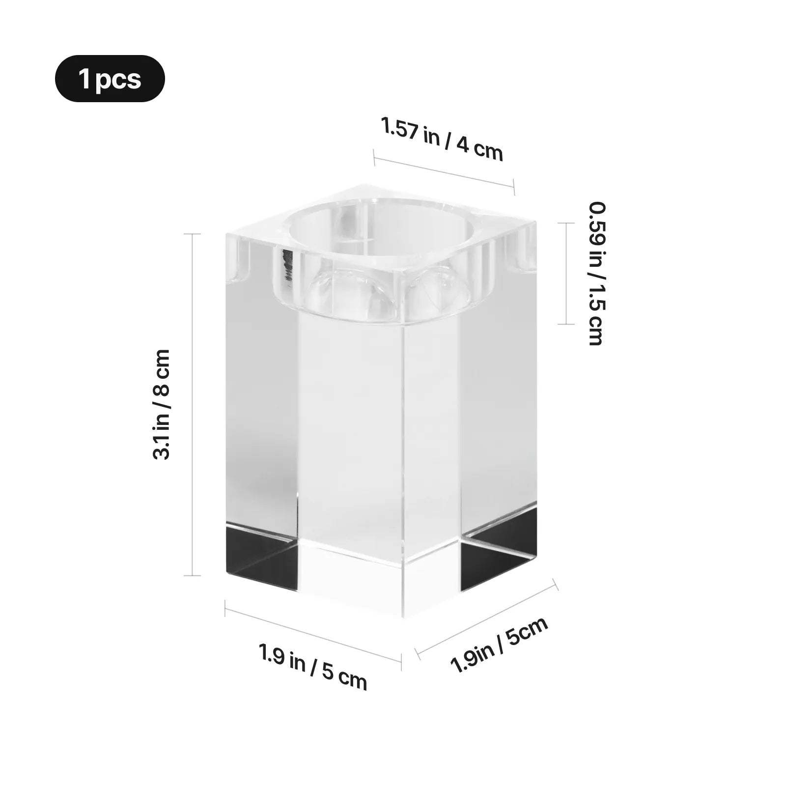 Rectangular k9 crystal candle holder 1pcs 03